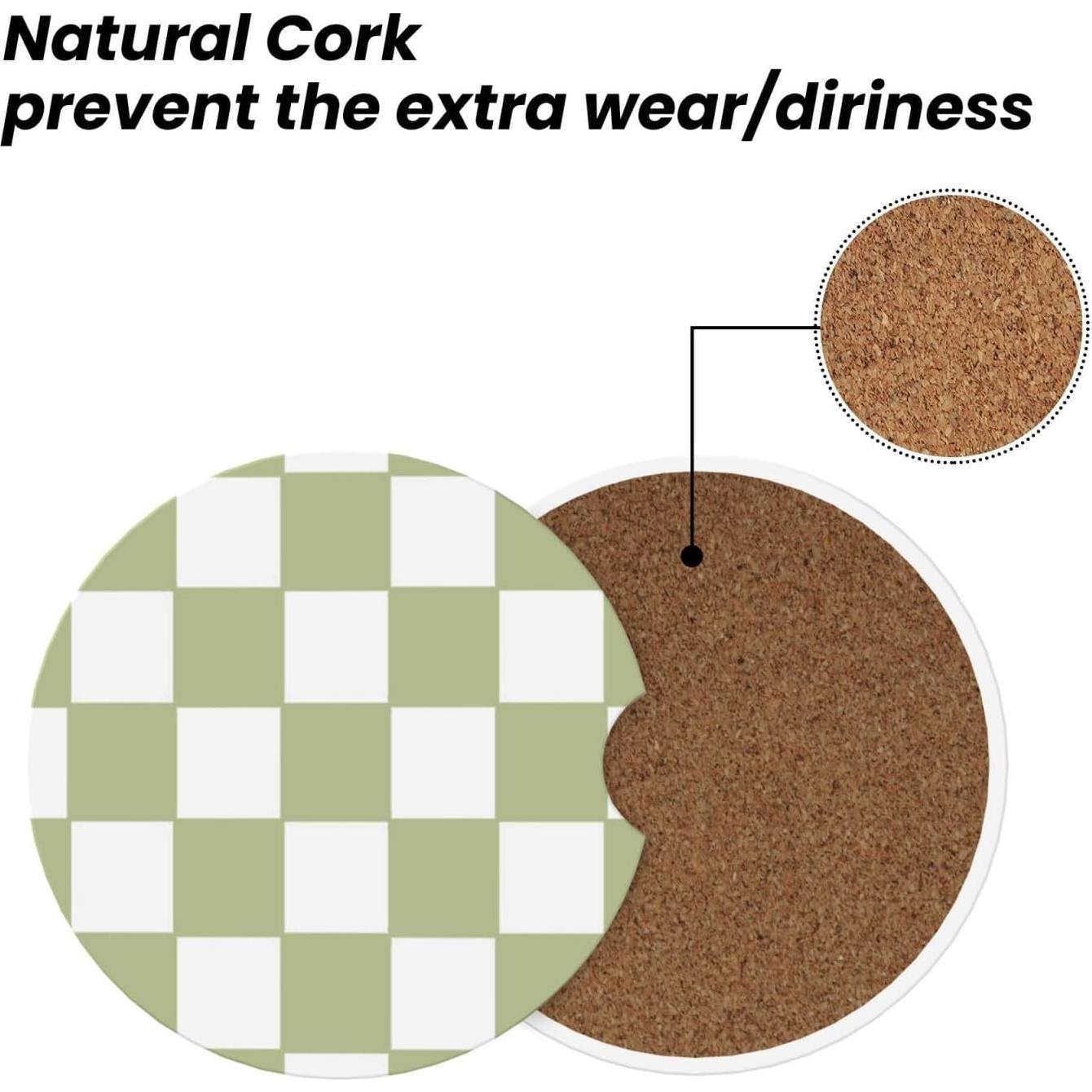 Coasters de auto Kou Marty cerámica absorbente 6.5 cm 2 paquetes