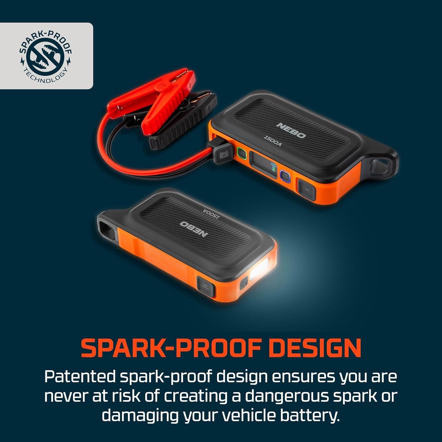 Arrancador de Batería NEBO 1500A 29.9Wh USB Luz Emergencia