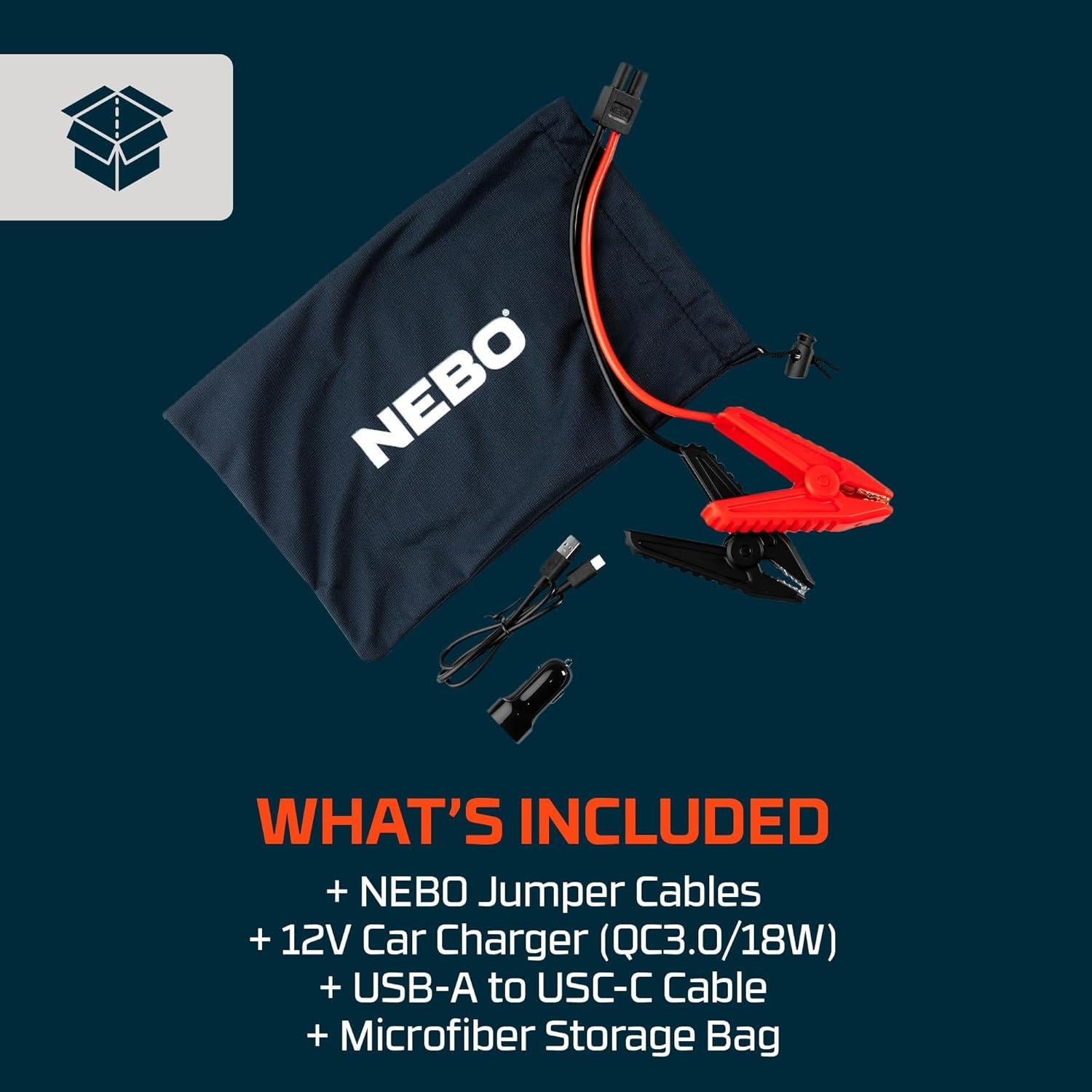 Arrancador de Batería NEBO 1500A 29.9Wh USB Luz Emergencia