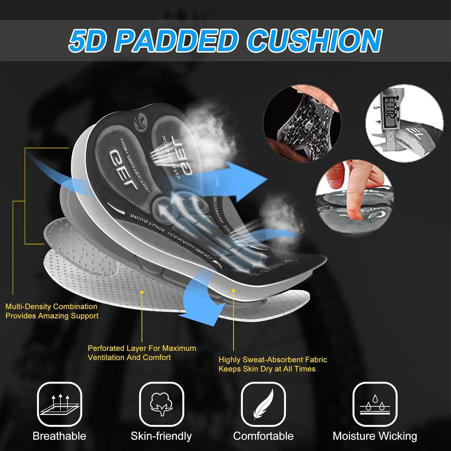 Pantalones Cortos de Ciclismo X-TIGER para Hombres 5D Antideslizantes