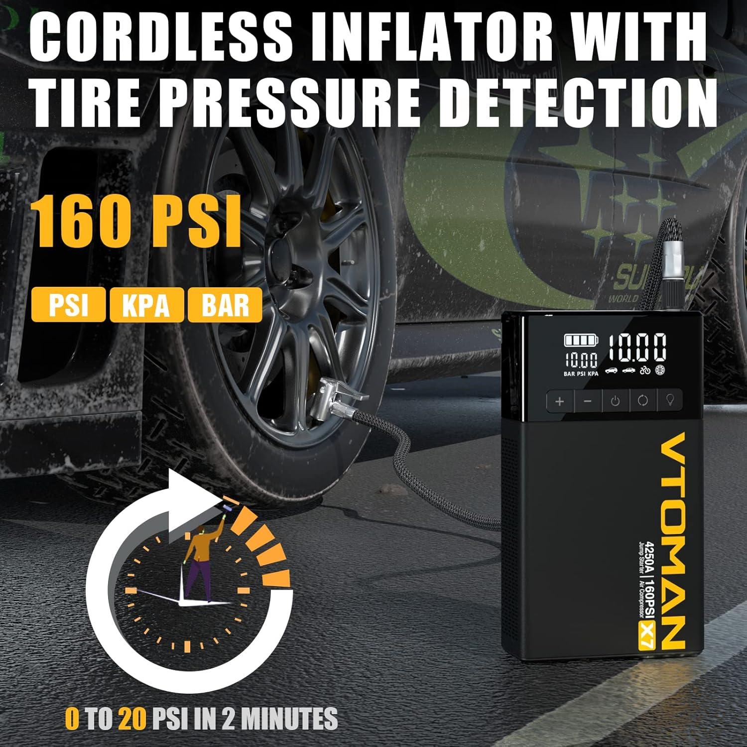 VTOMAN X7 Arrancador de Coche 4250A con Compresor 160PSI