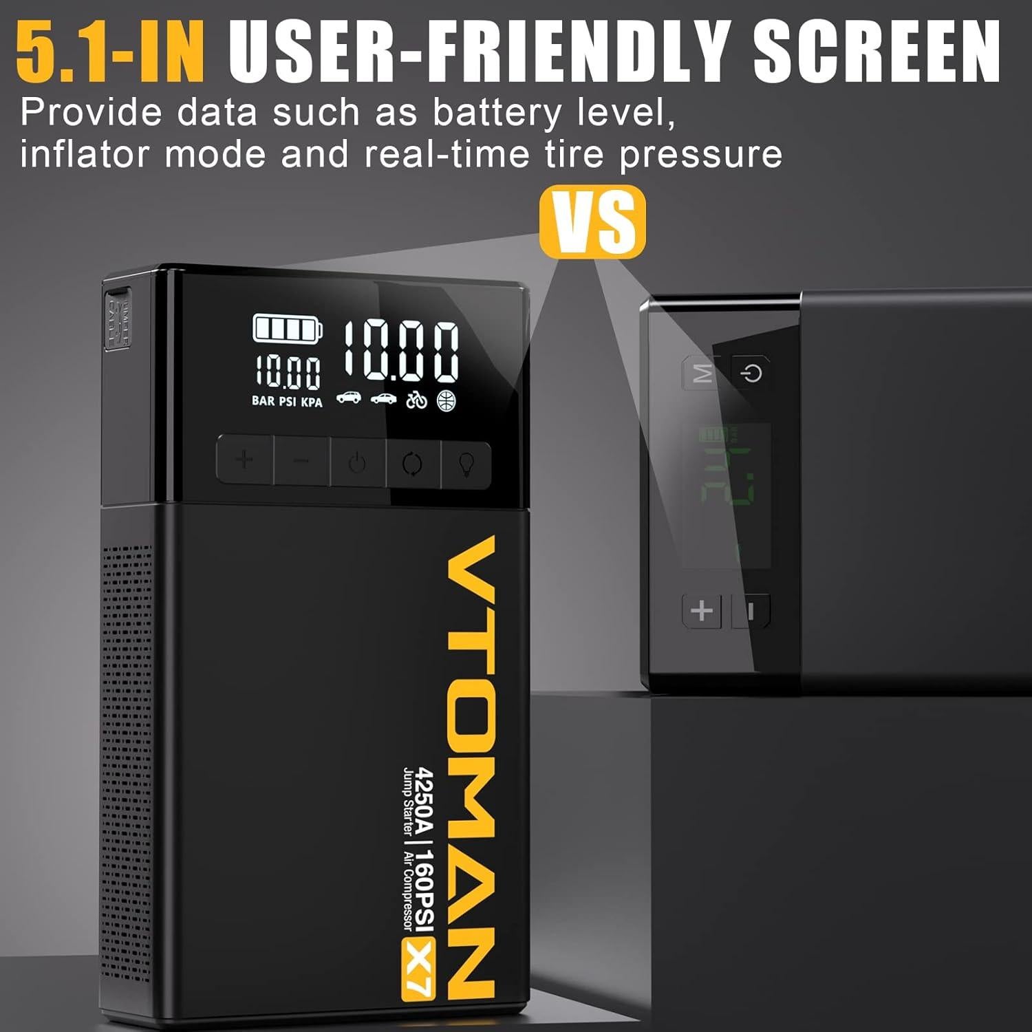 VTOMAN X7 Arrancador de Coche 4250A con Compresor 160PSI