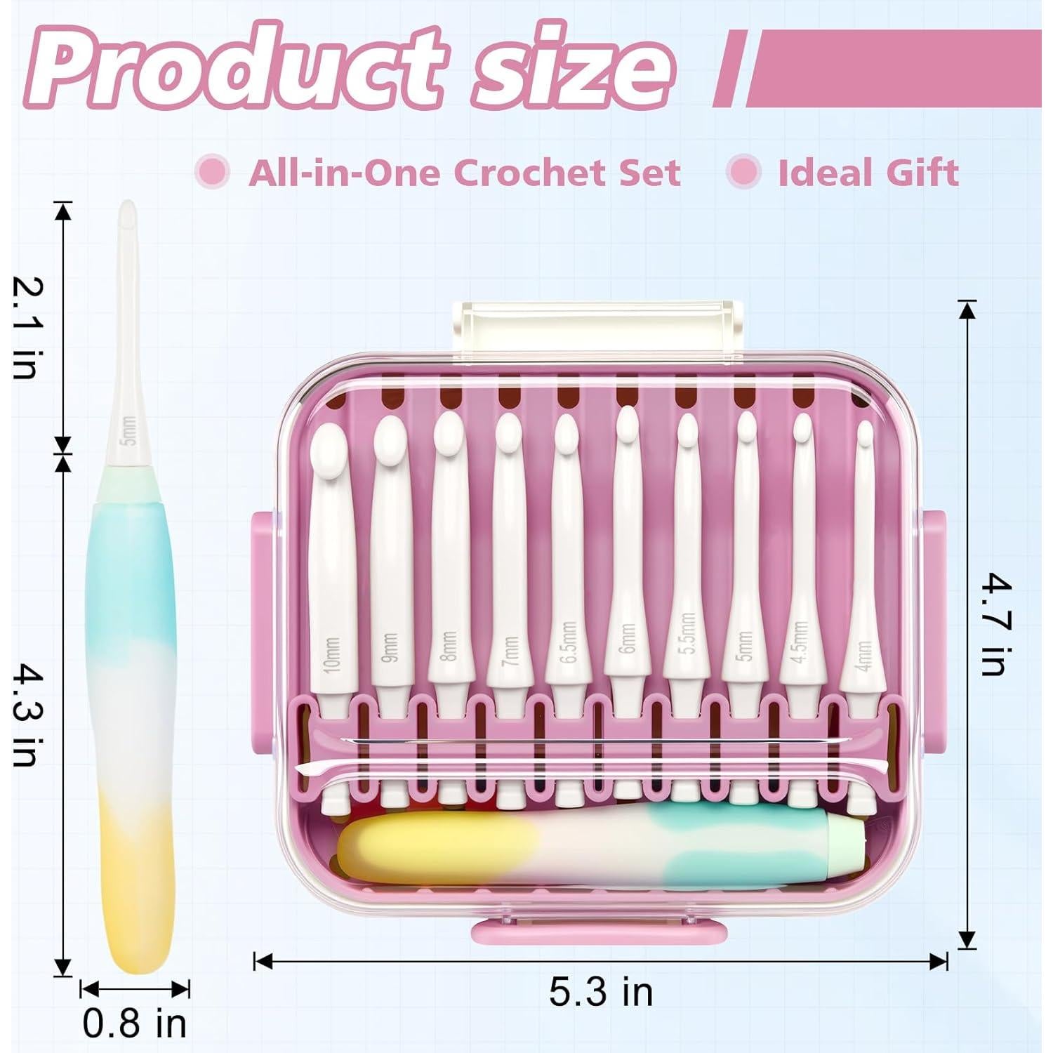 Juego de Ganchillos Intercambiables Monipair - 10 Tamaños con Mango Ergonómico