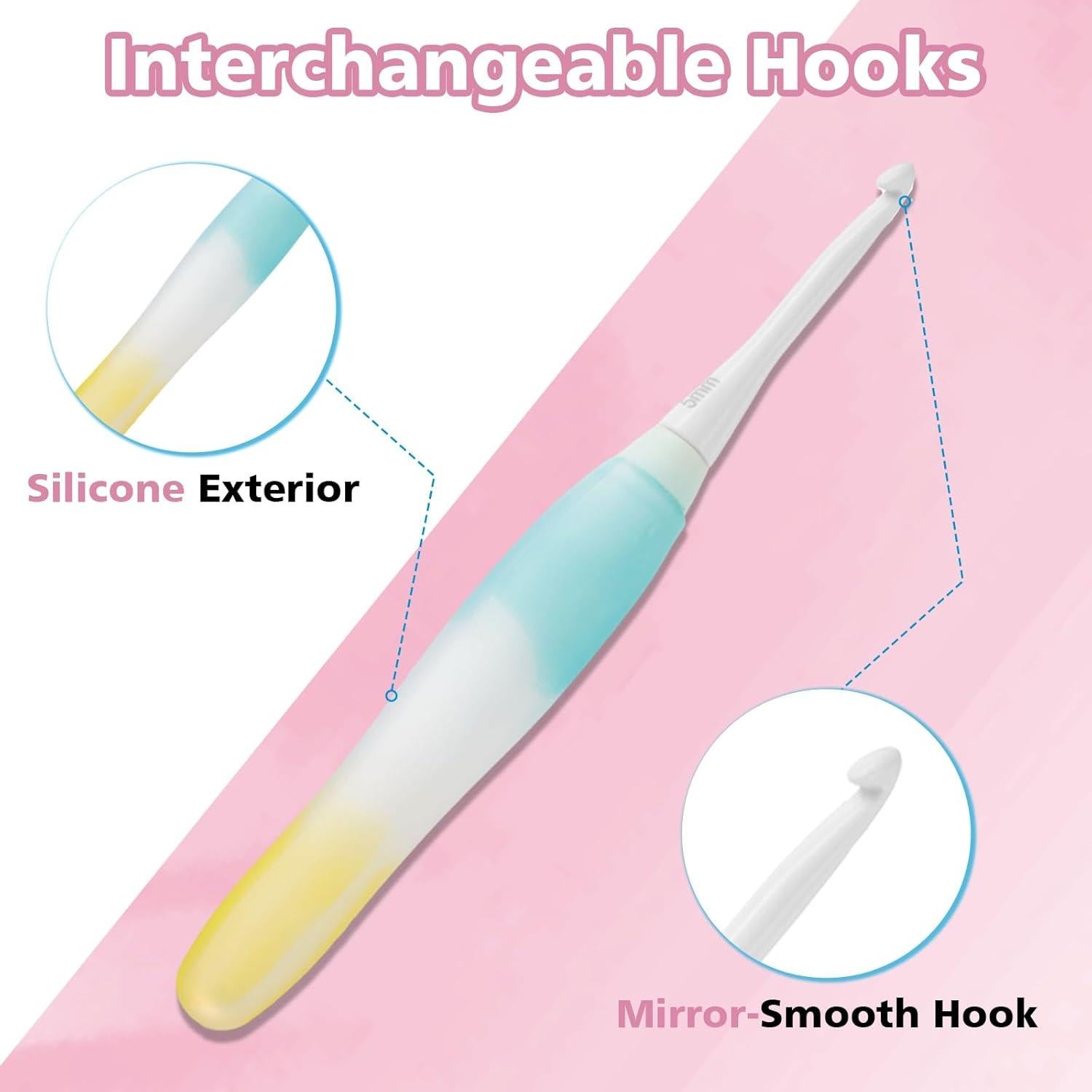 Juego de Ganchillos Intercambiables Monipair - 10 Tamaños con Mango Ergonómico