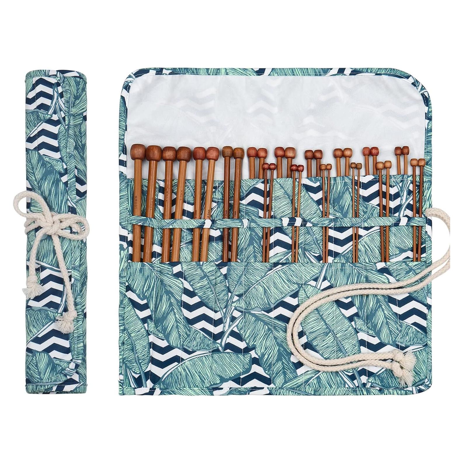 Conjunto de 18 Agujas de Tejer de Bambú Aeelike 25 cm