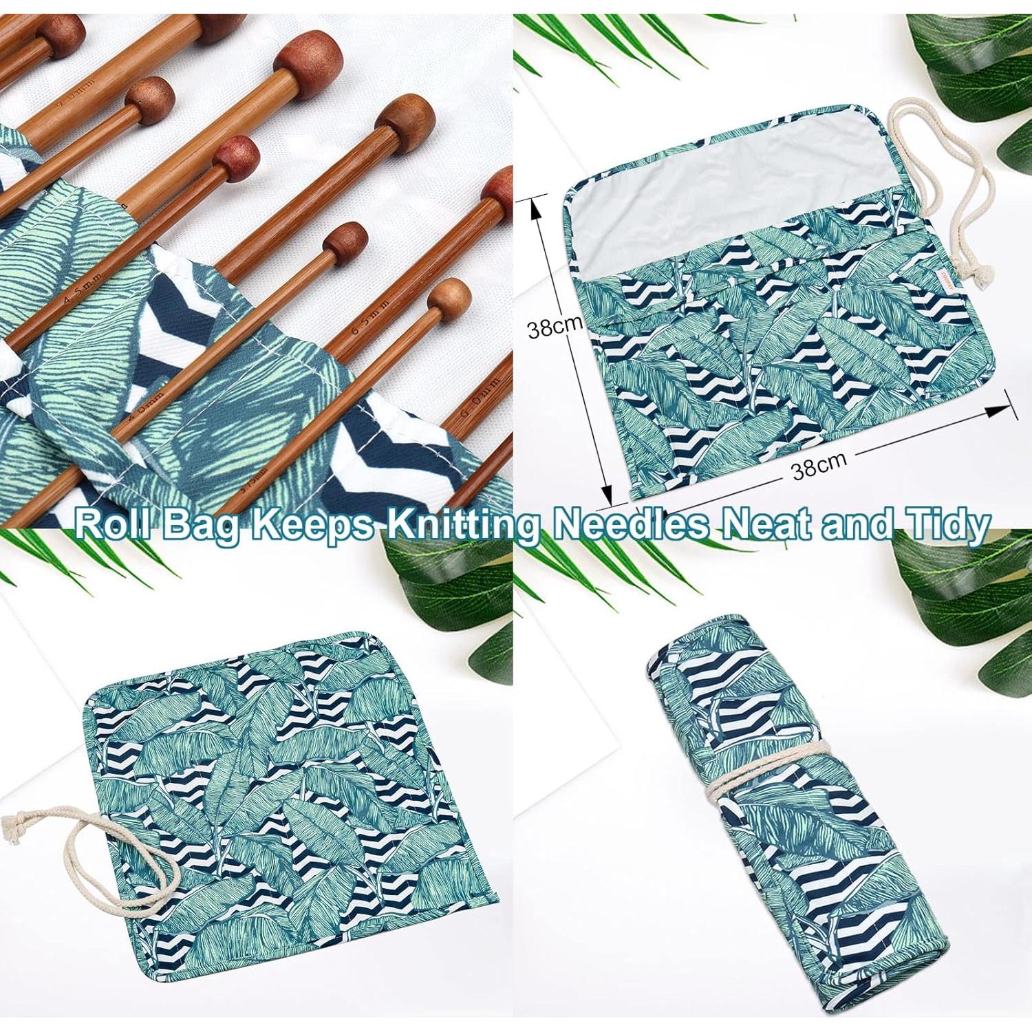 Conjunto de 18 Agujas de Tejer de Bambú Aeelike 25 cm