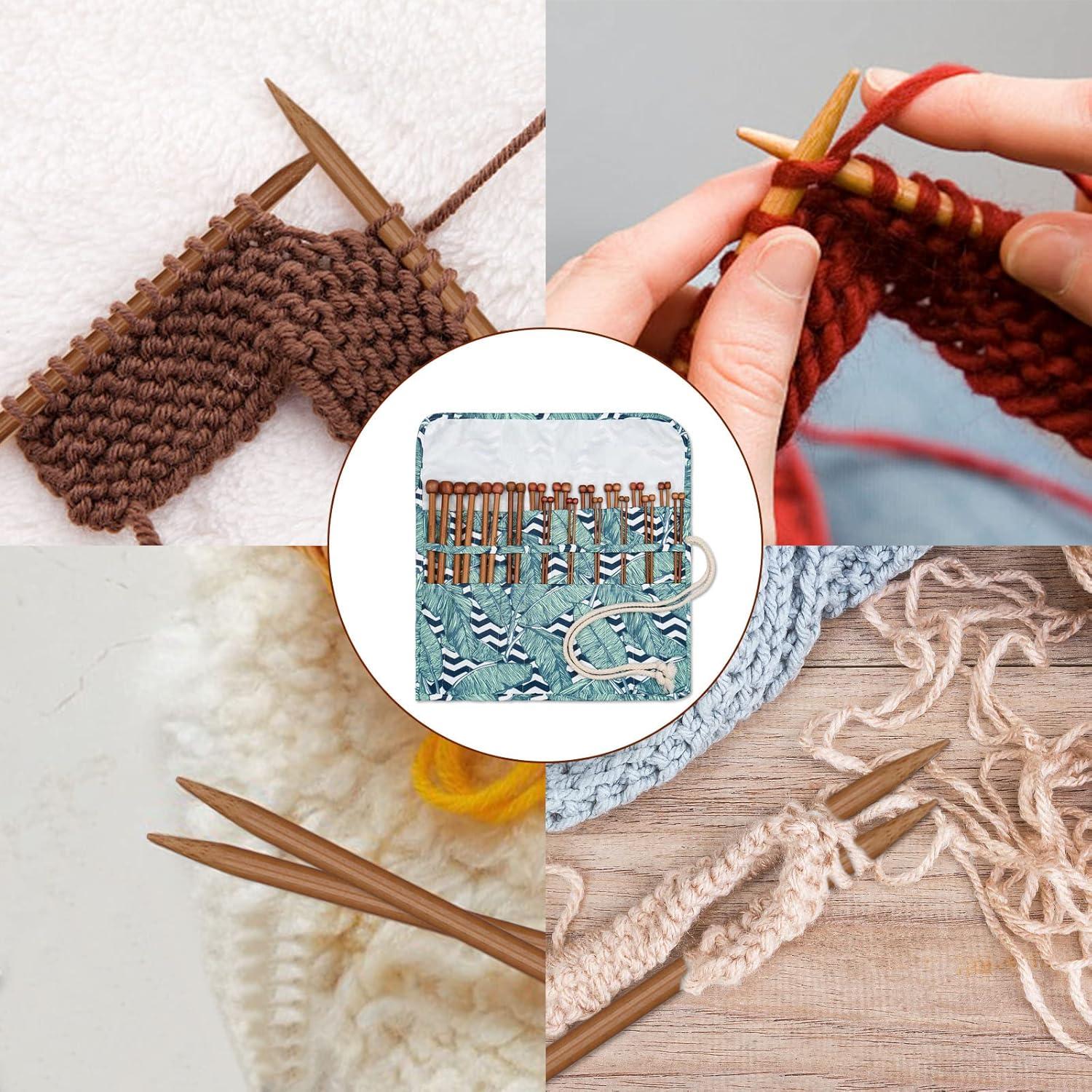 Conjunto de 18 Agujas de Tejer de Bambú Aeelike 25 cm