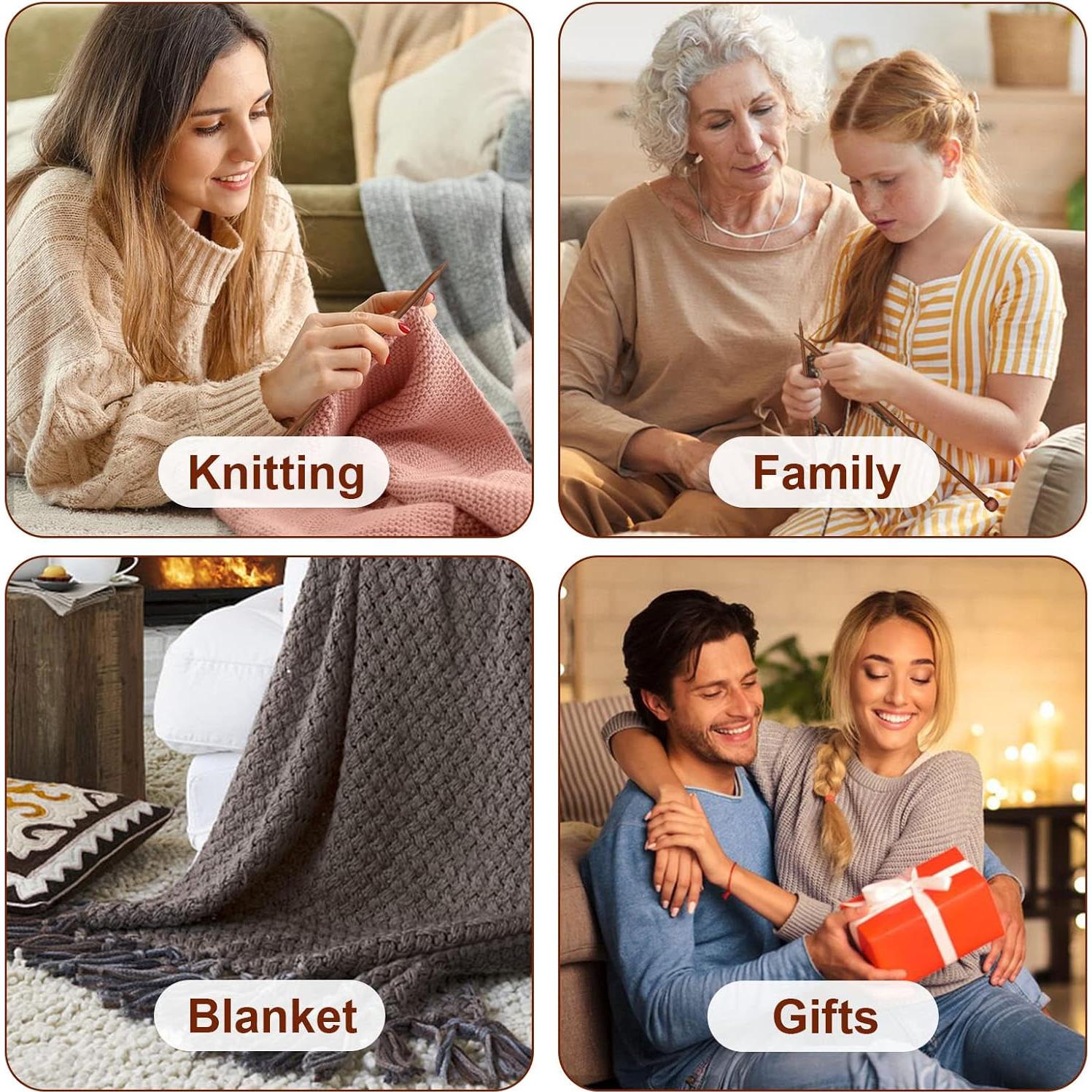 Conjunto de 18 Agujas de Tejer de Bambú Aeelike 25 cm