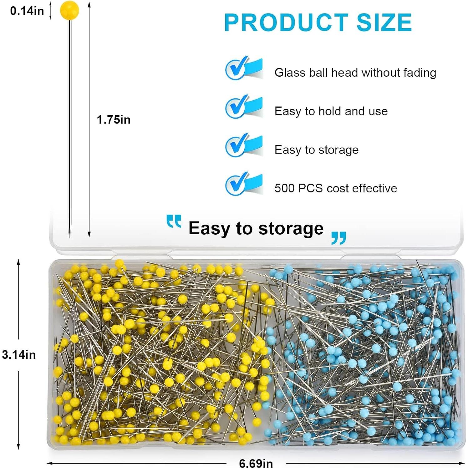 500 Alfileres Rectos GXLWJXWLV con Cabeza de Vidrio 4.45cm