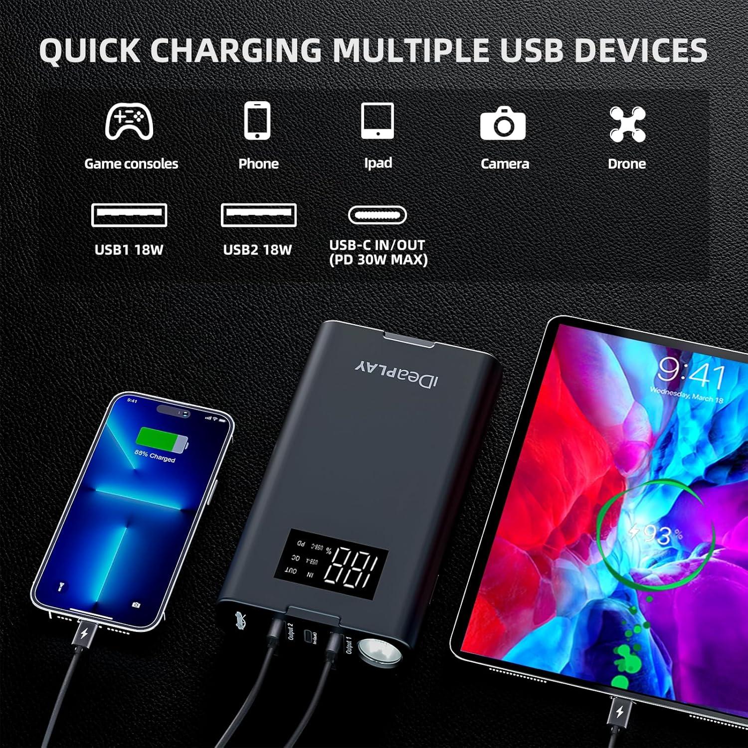 Arrancador de Batería IDEAPLAY J8 1500A Cargador Portátil