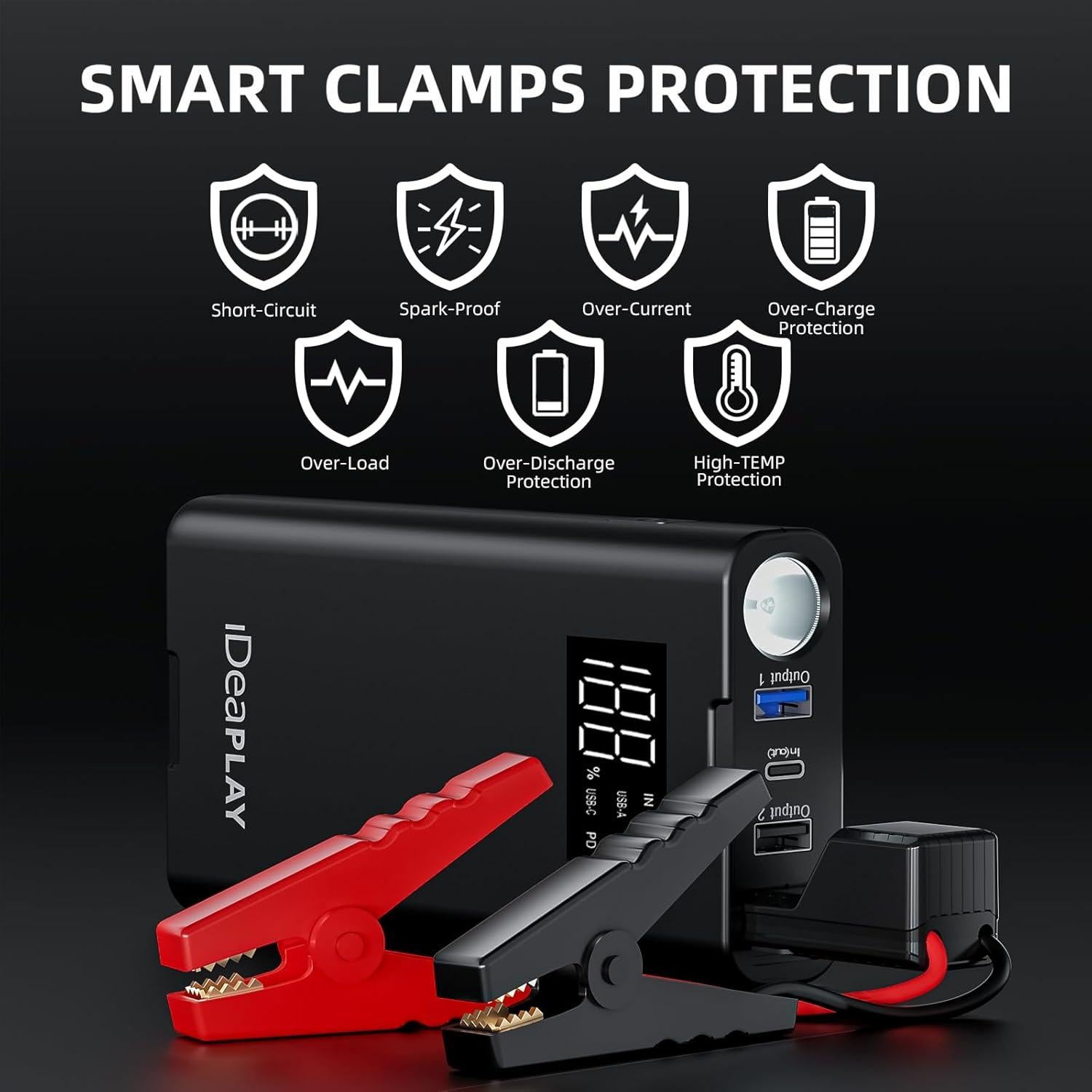 Arrancador de Batería IDEAPLAY J8 1500A Cargador Portátil