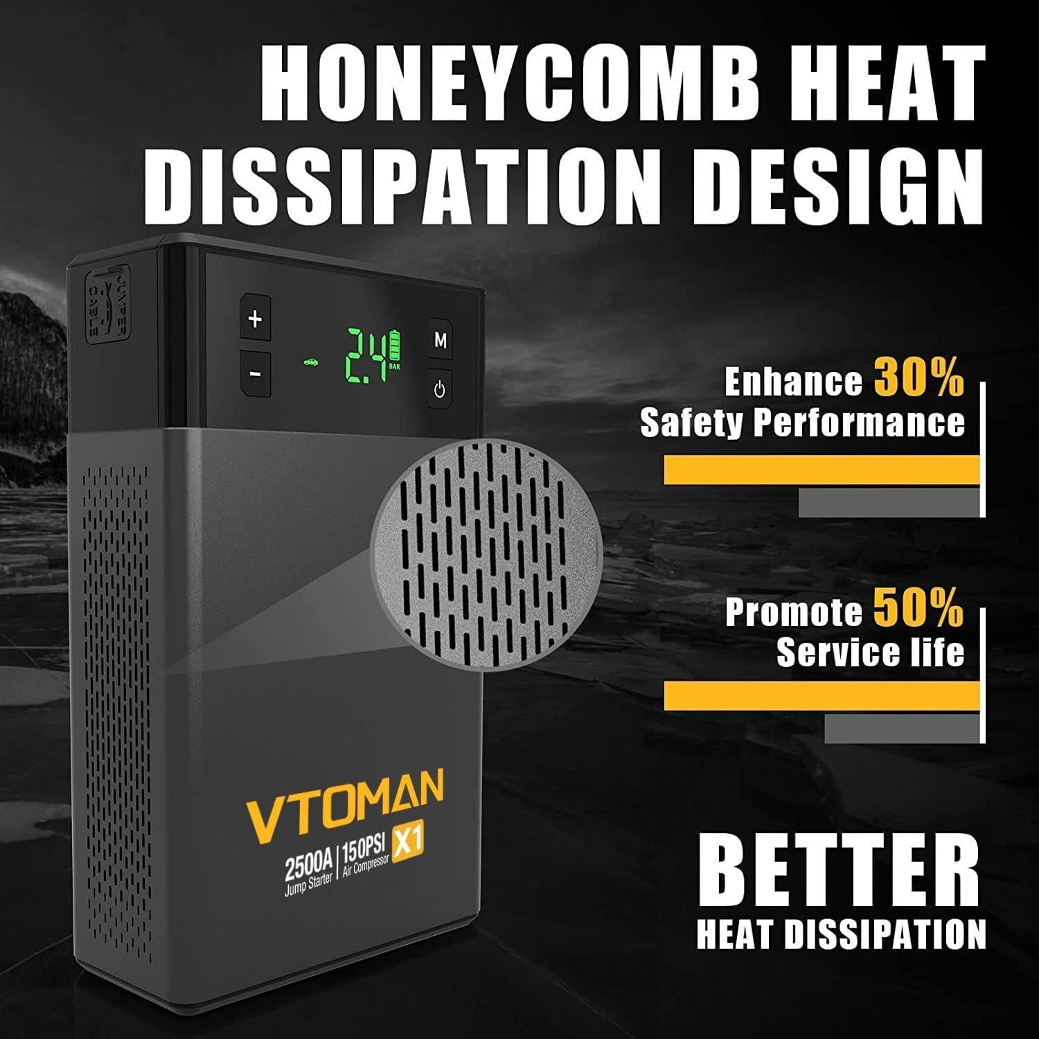 VTOMAN X1 Arrancador de Salto y Compresor 2500A 12V