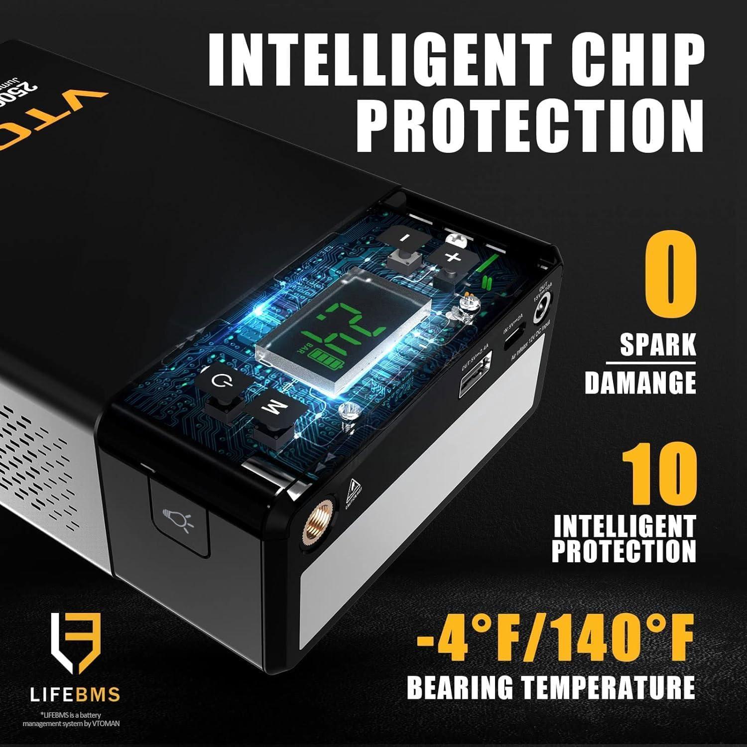 VTOMAN X1 Arrancador de Salto y Compresor 2500A 12V