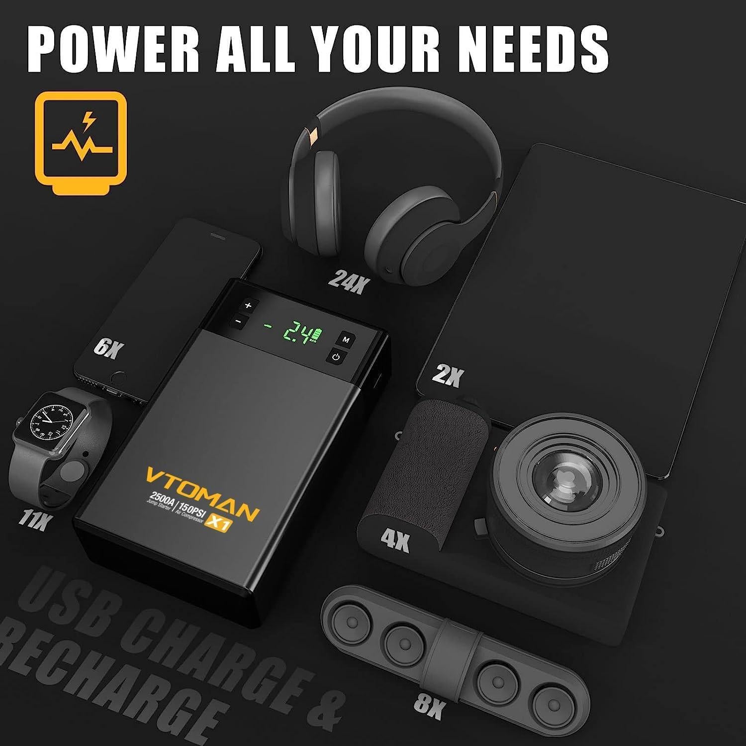 VTOMAN X1 Arrancador de Salto y Compresor 2500A 12V