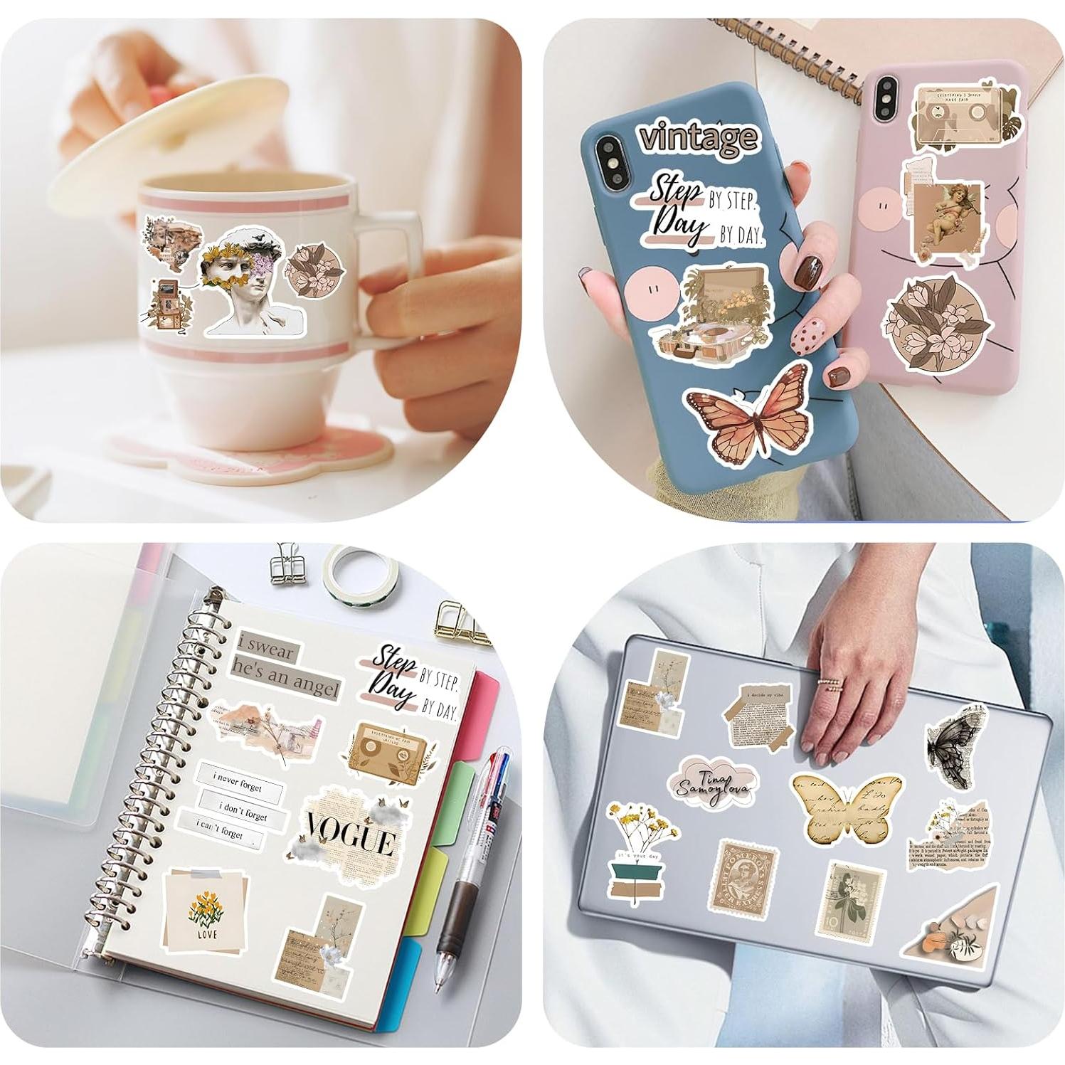 120 Calcomanías Vintage Impermeables Giogyebit para Scrapbooking