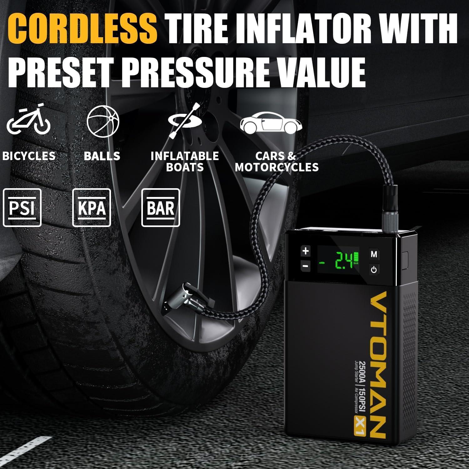 VTOMAN X1 Arrancador de Batería y Compresor 2500A 12V