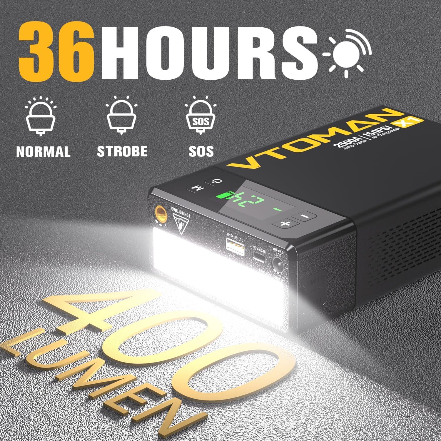 VTOMAN X1 Arrancador de Batería y Compresor 2500A 12V