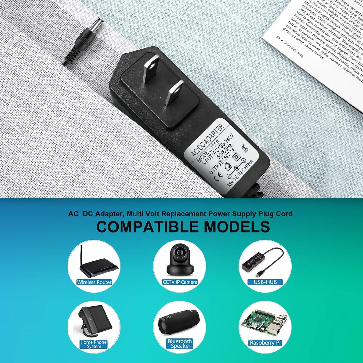 Adaptador de Cargador 15V 1A ycwwzzh para Iniciadores de Batería