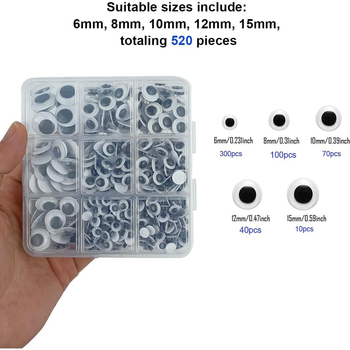 Paquete de 520 Ojos Móviles Autoadhesivos FKEYTO - 6mm a 15mm