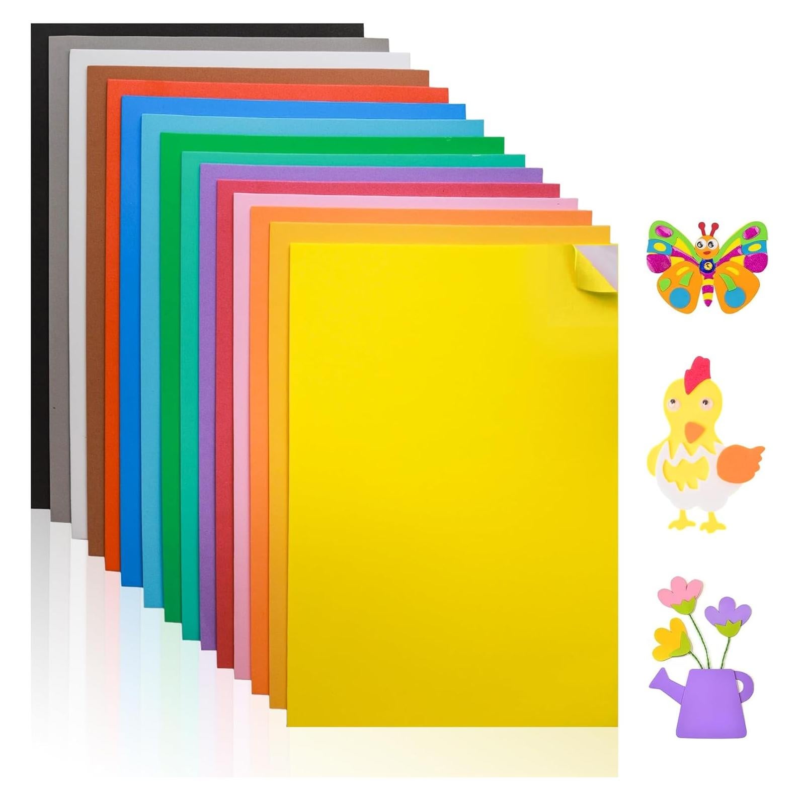 Hojas de espuma EVA autoadhesivas Activityya - 15 colores 15.24x22.86 cm