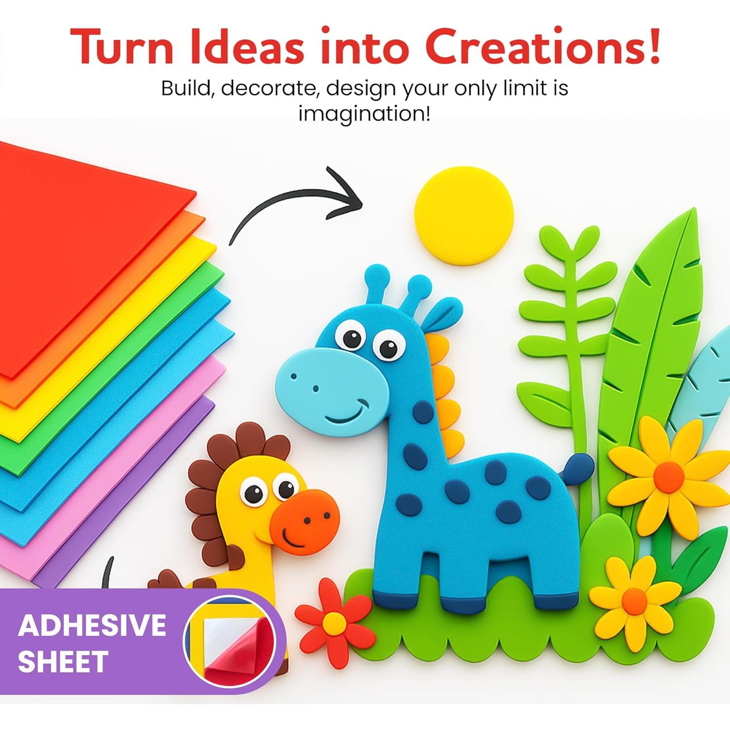 Hojas de espuma EVA autoadhesivas Activityya - 15 colores 15.24x22.86 cm