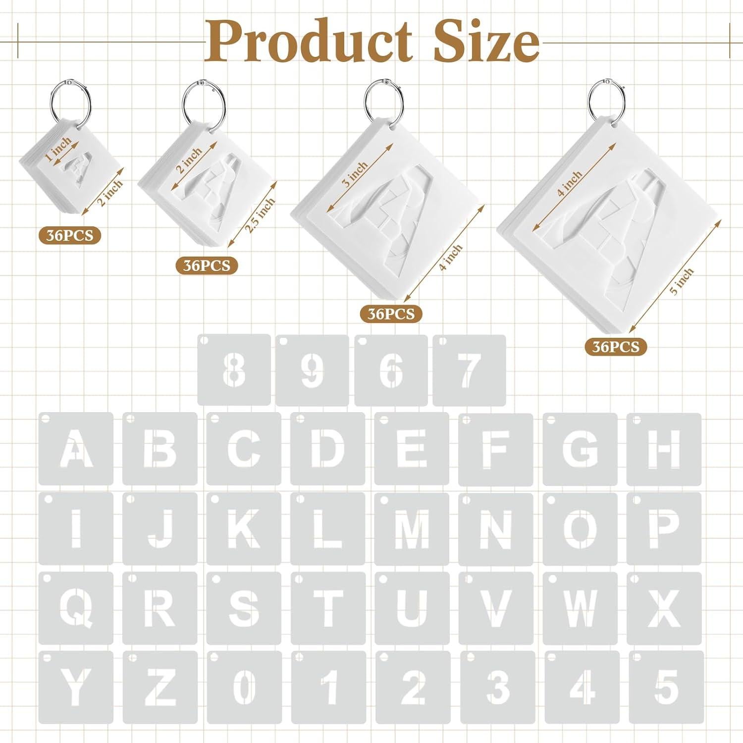 144 Plantillas Letras y Números Reutilizables Affrolling 4 Tamaños