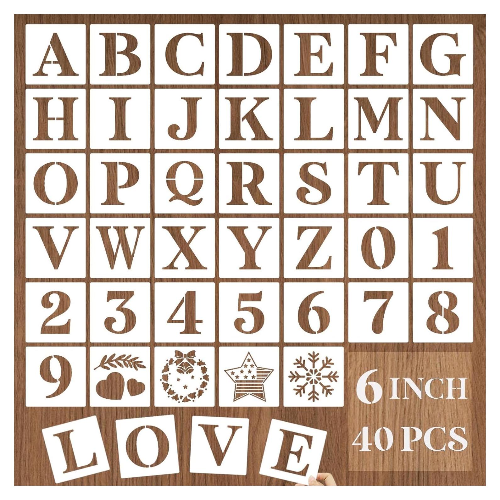 Plantillas de Letras y Números YEAJON 40 Pcs Reutilizables