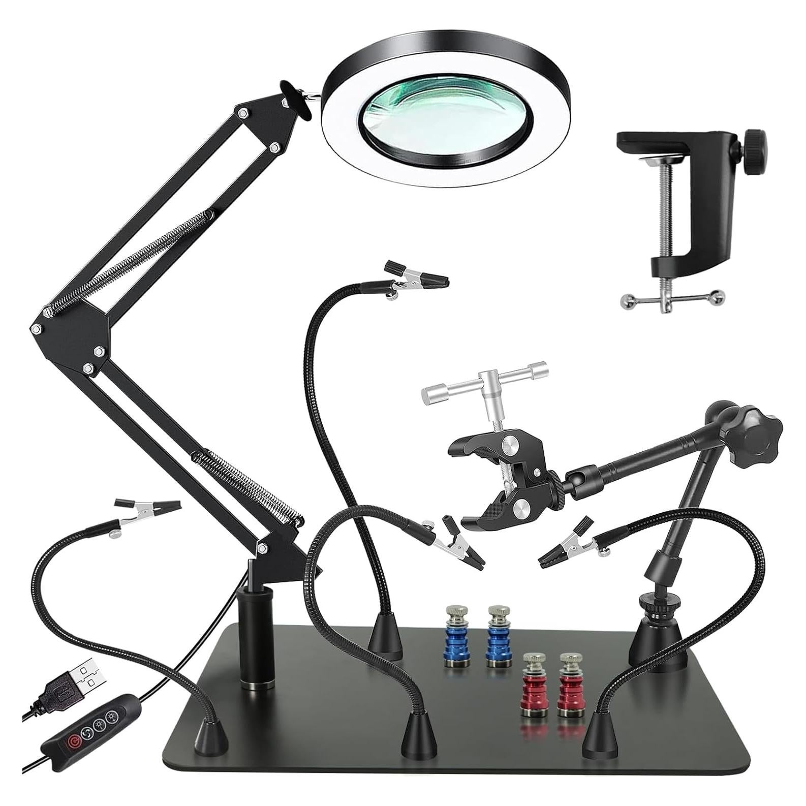 Estación de Soldadura Baoomalongly con Lupa LED 10X y Soporte