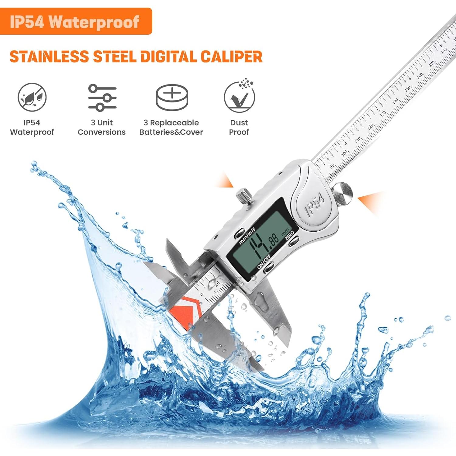 Calibre Digital HARDELL 20 cm Acero Inoxidable IP54 Preciso