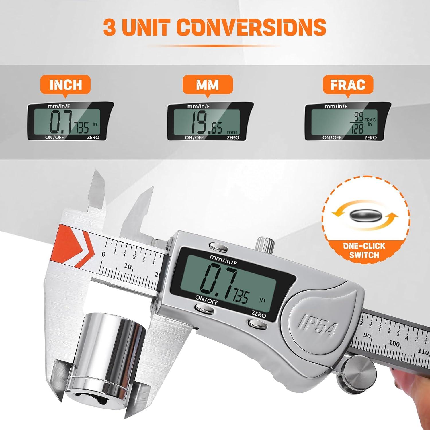 Calibre Digital HARDELL 20 cm Acero Inoxidable IP54 Preciso