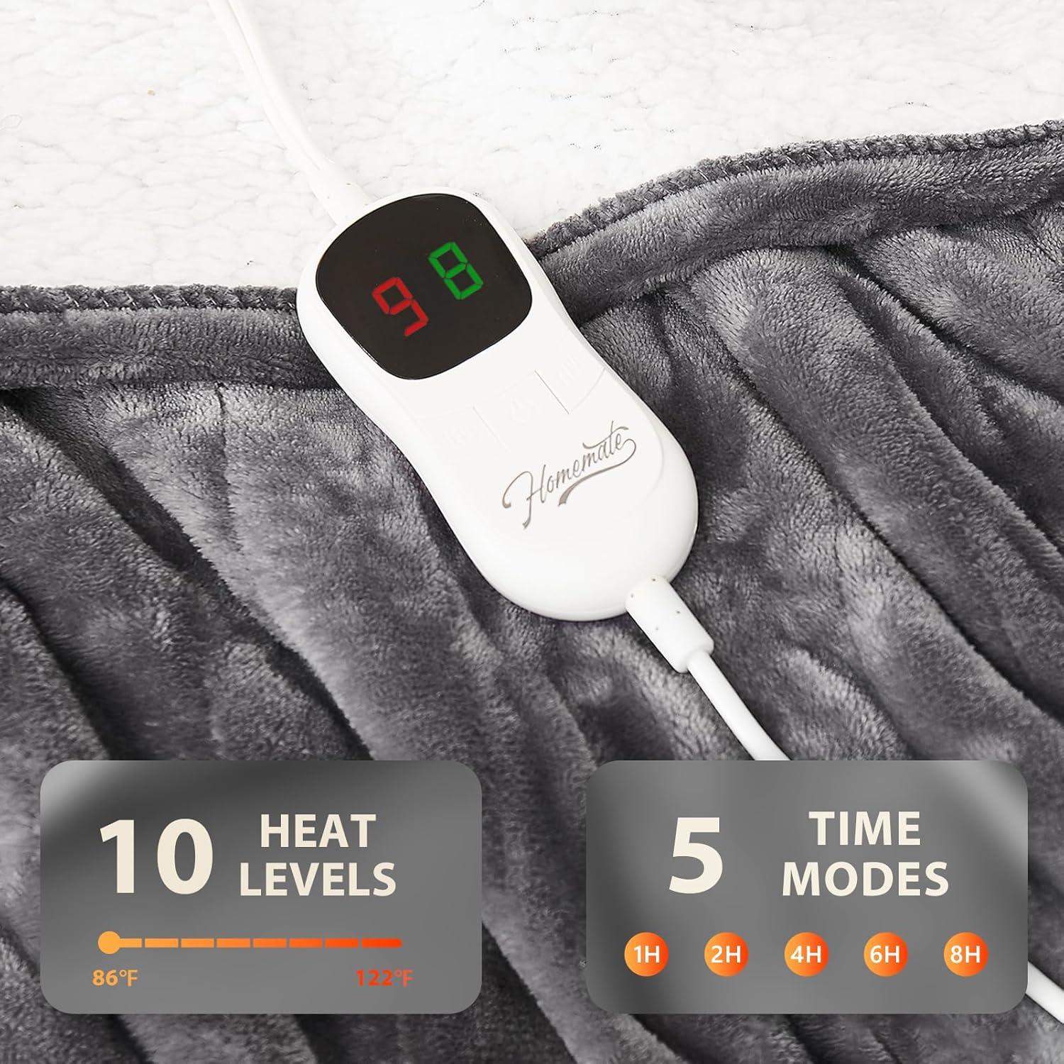 Manta Eléctrica Homemate Doble 213x157 cm 10 Niveles Calor
