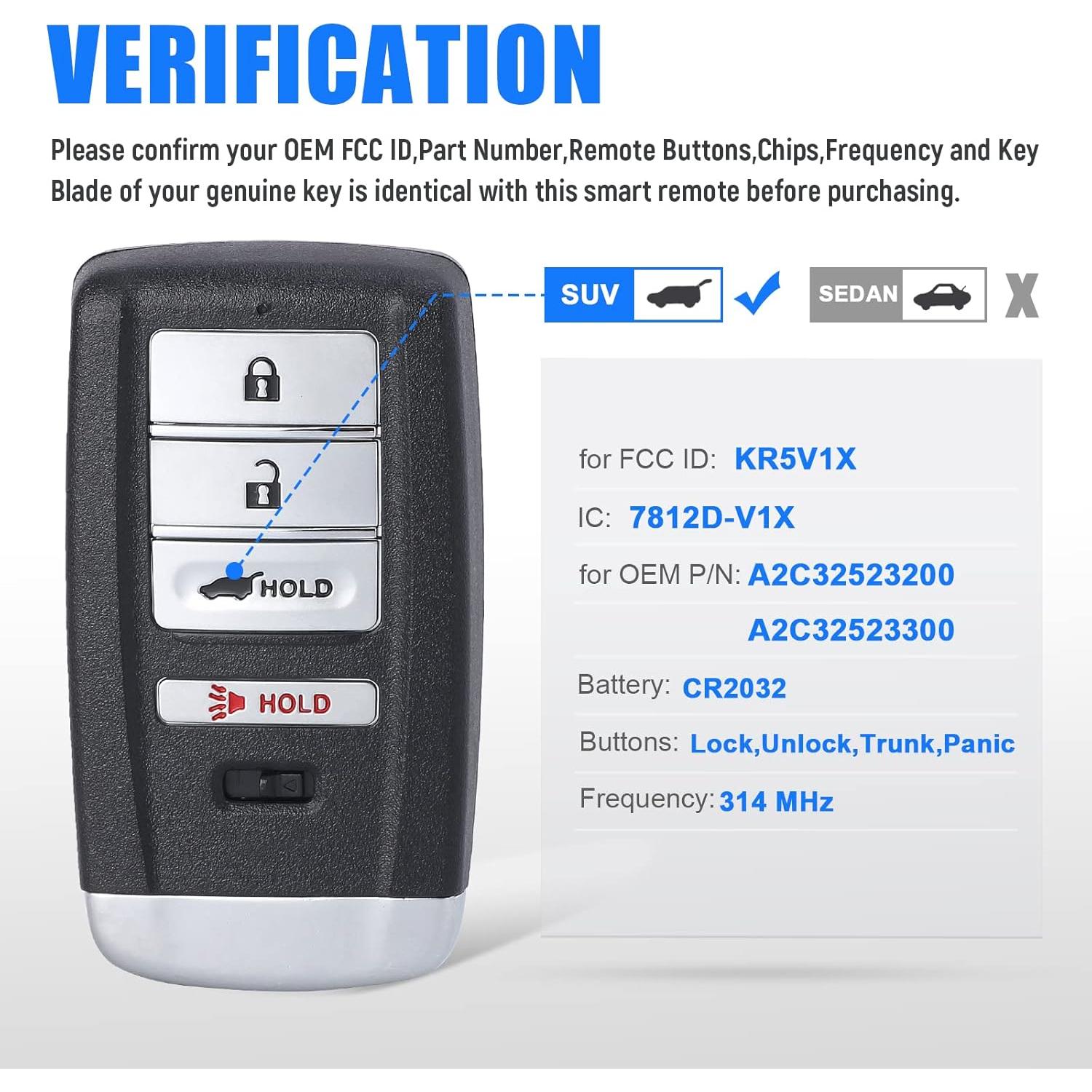 Llave Inteligente Keymall para Acura MDX/RDX 2014-2020