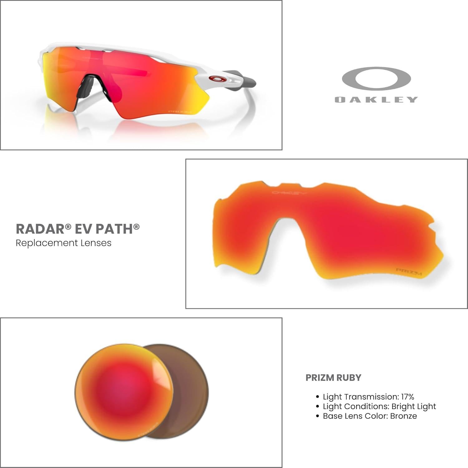 Lentes de Reemplazo Oakley Radar EV Path Prizm Ruby + Kit