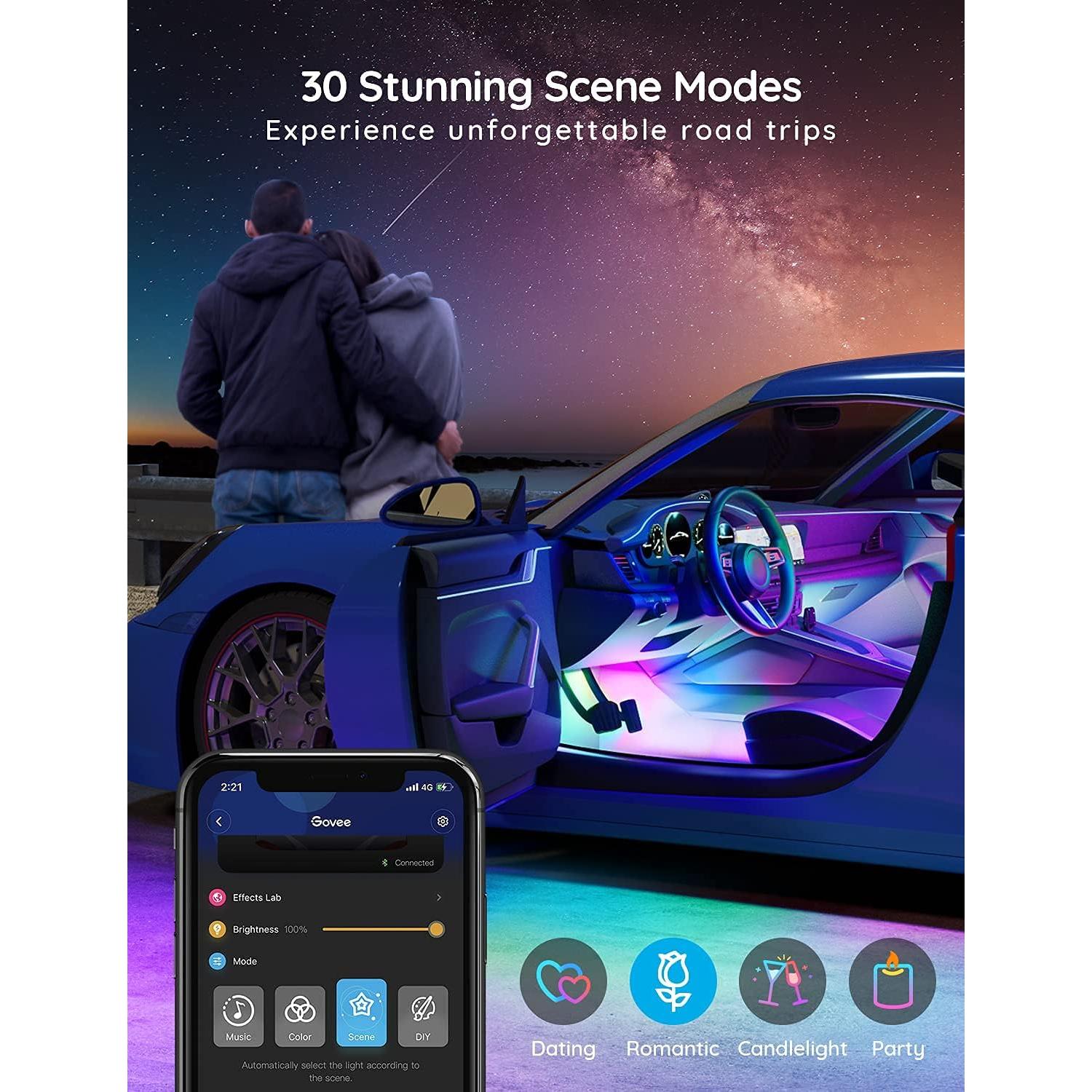 Luces LED Govee H7090 para Auto, RGBIC, Control APP, 30 Modos