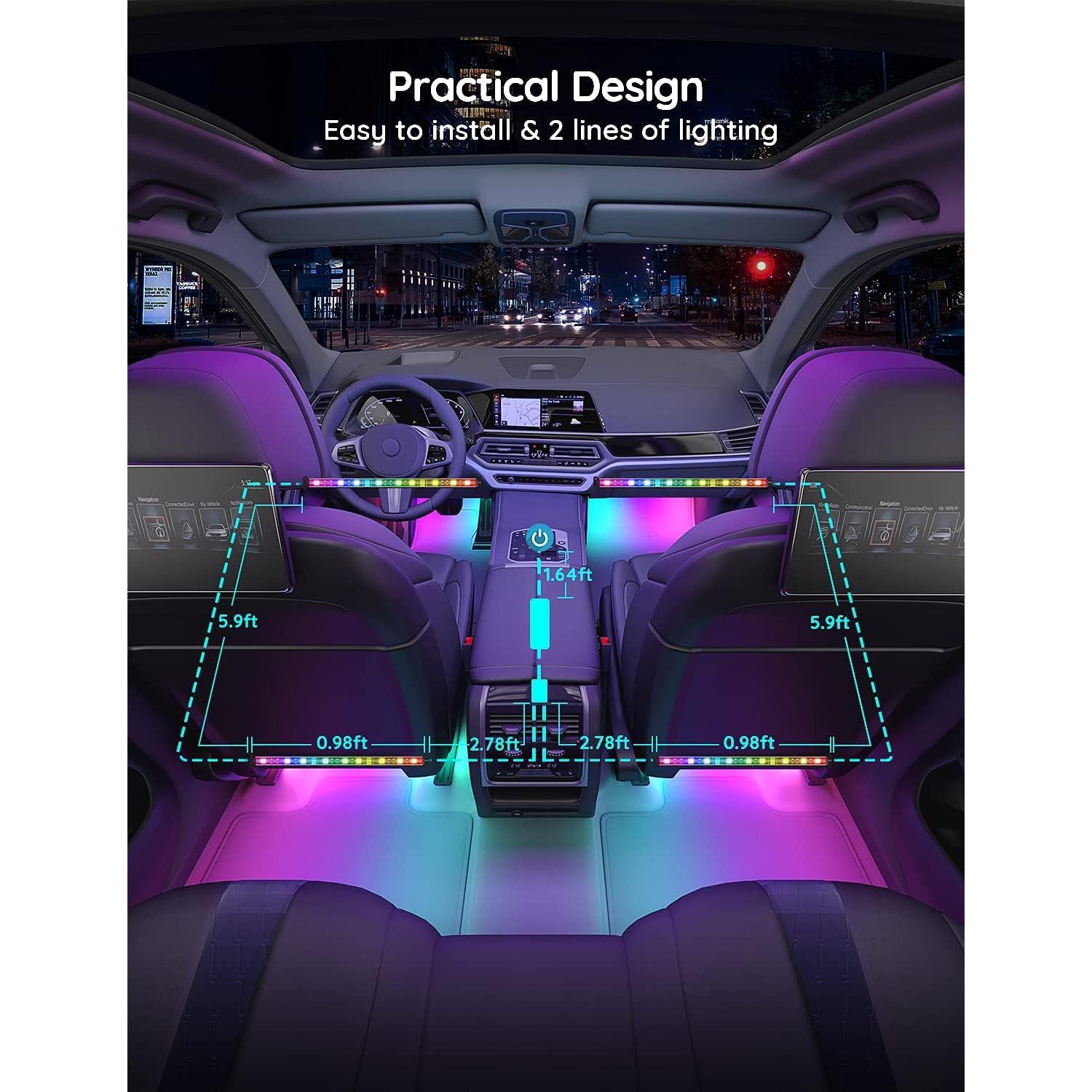 Luces LED Govee H7090 para Auto, RGBIC, Control APP, 30 Modos