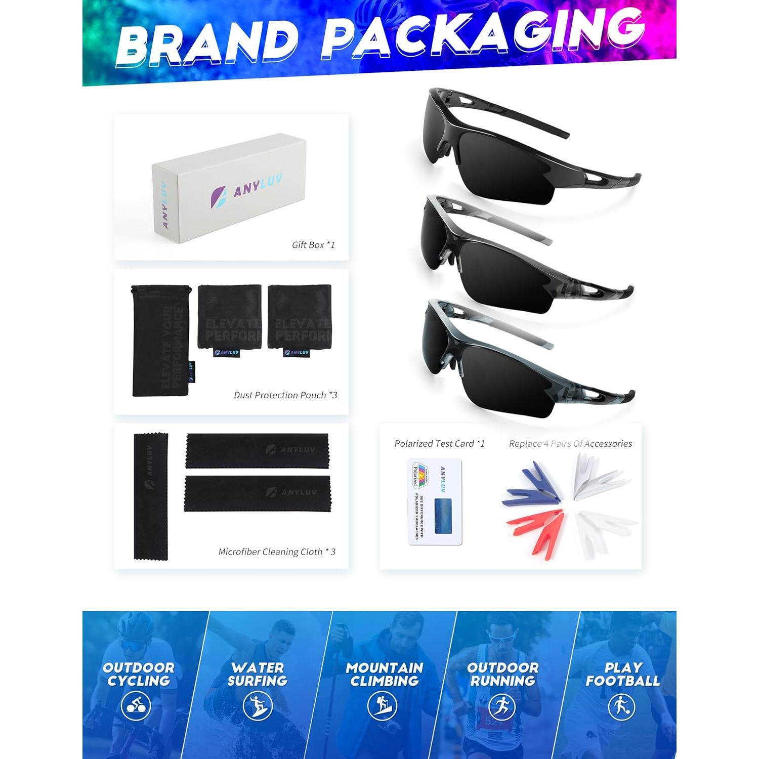 Gafas de sol deportivas ANYLUV A61-2-10-12 polarizadas UV