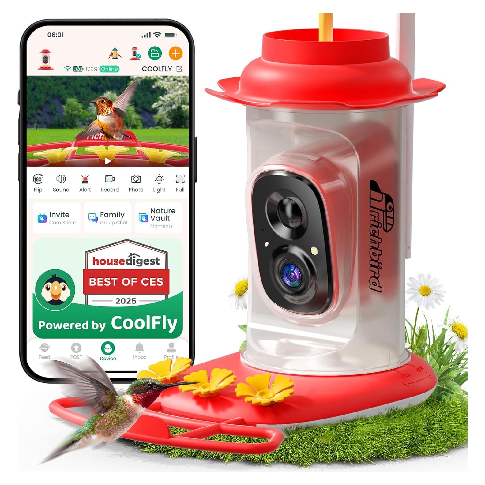 Alimentador de Colibríes Inteligente RichBird con Cámara Solar