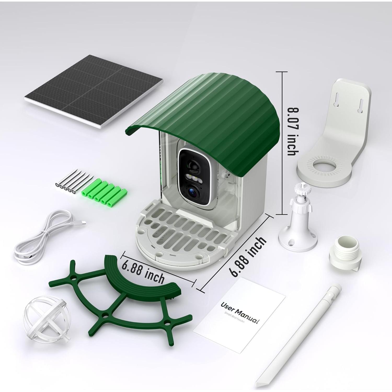 Comedero Solar Inteligente para Aves Voxblend 1.5L Verde