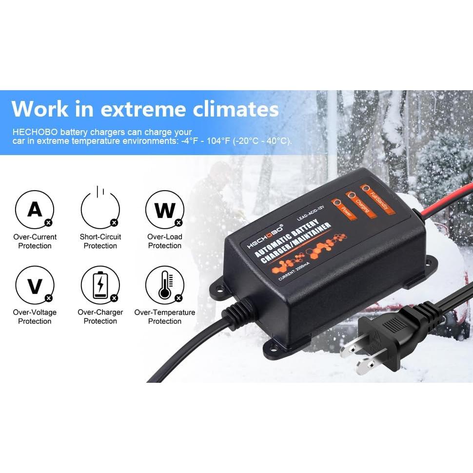 Cargador de Batería 12V 2A - Mantenedor Inteligente 3m