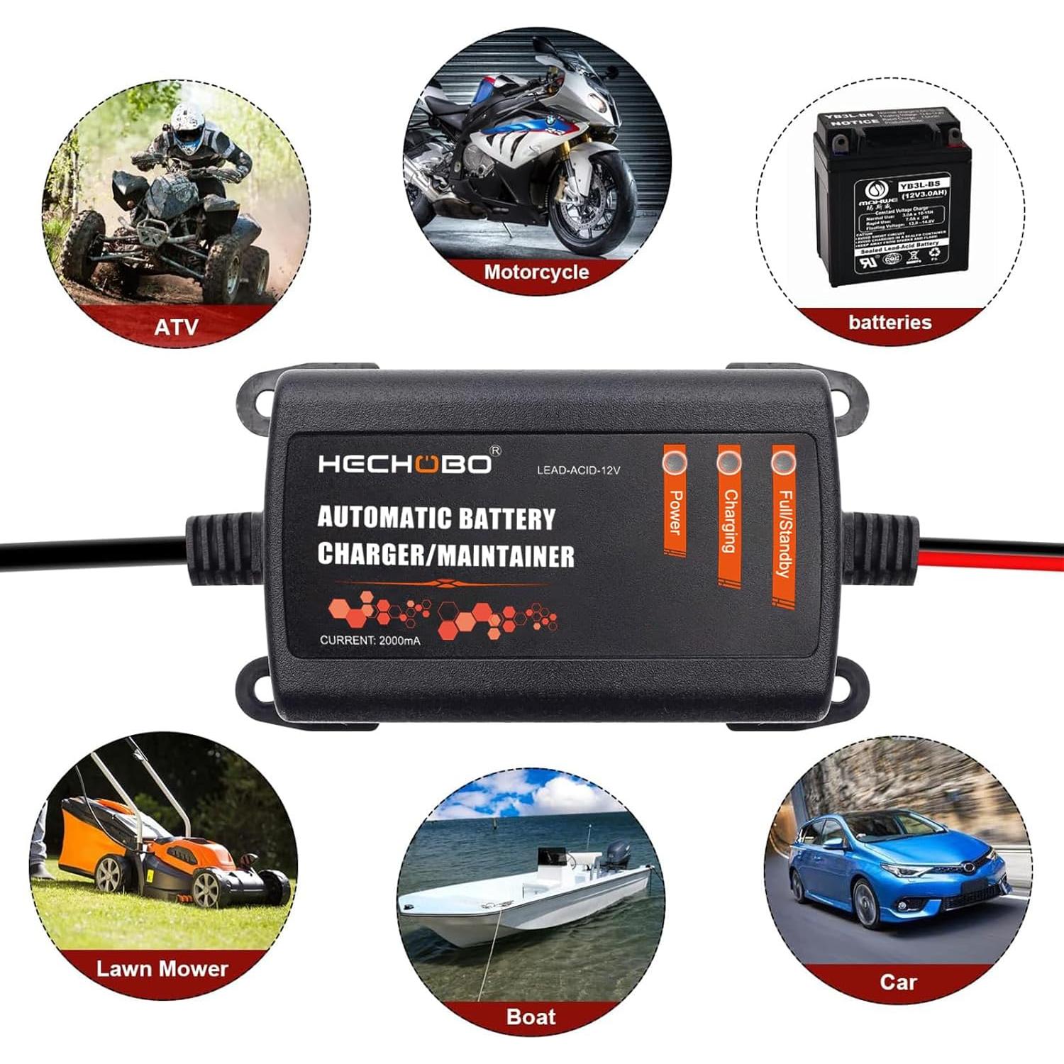 Cargador de Batería 12V 2A - Mantenedor Inteligente 3m