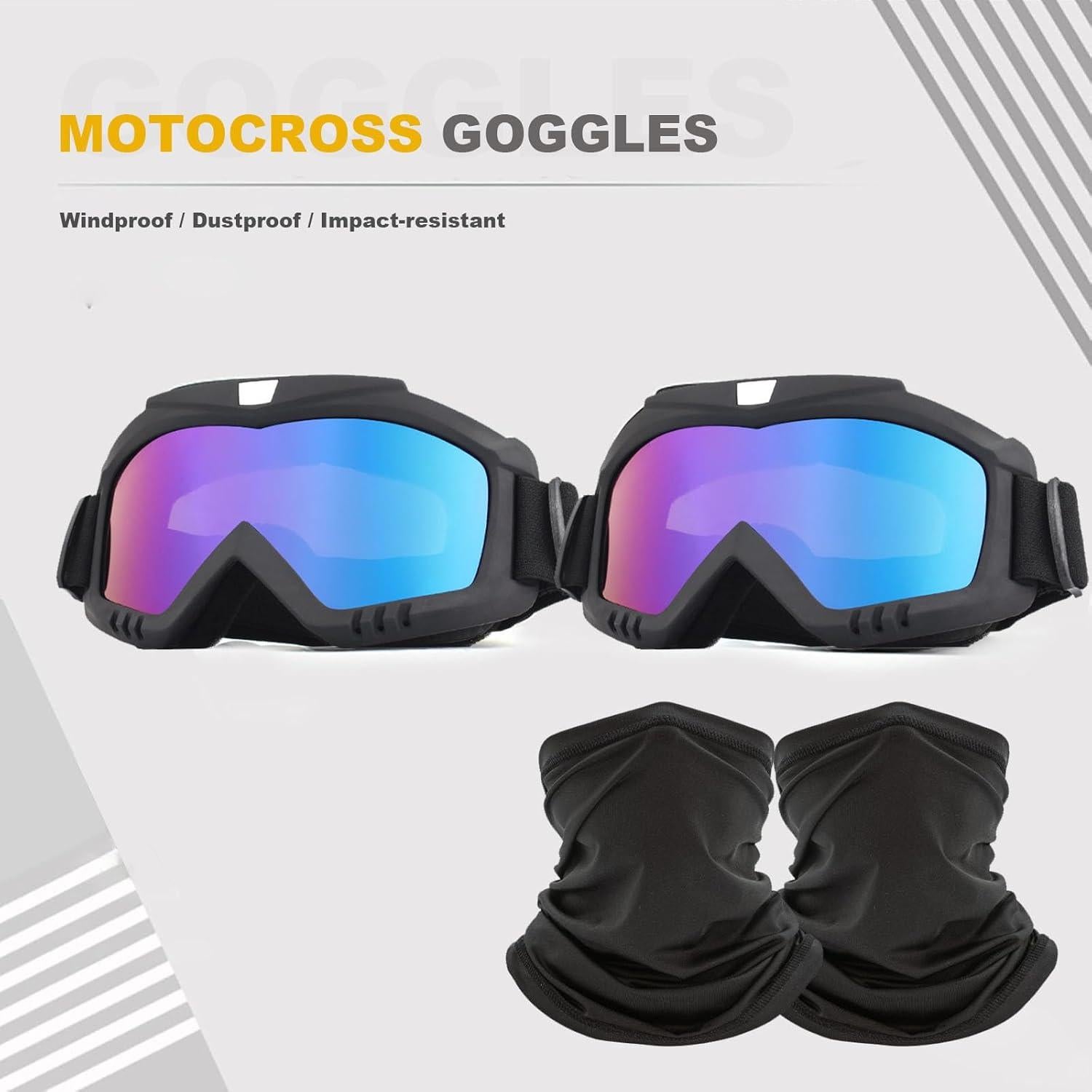 Gafas de Motocross Immoono con Bufanda y Lentes Coloridos