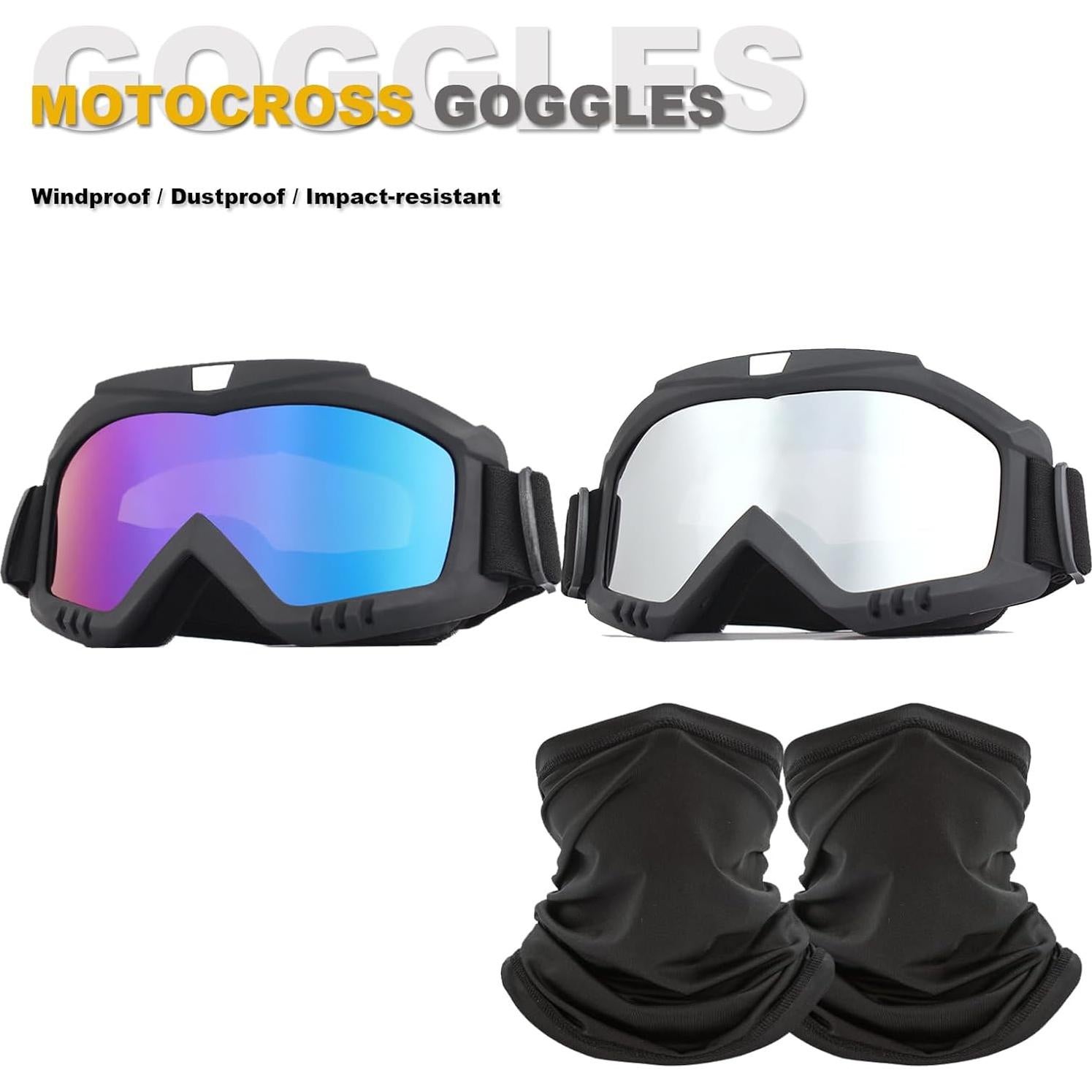 Gafas de Motocross Immoono con Bufanda y Lentes Coloridos