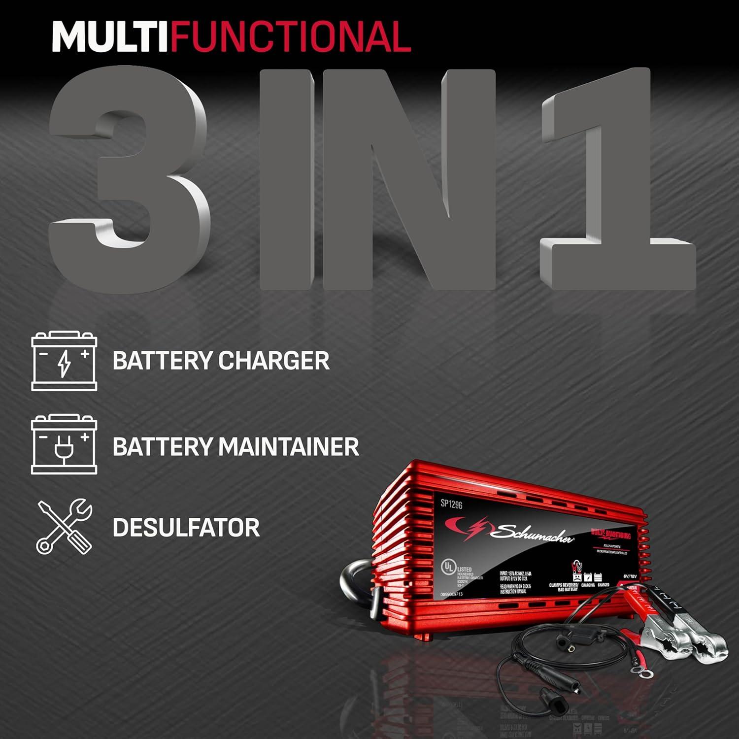 Cargador Mantenedor Schumacher SP1296 2A 6V 12V Automático