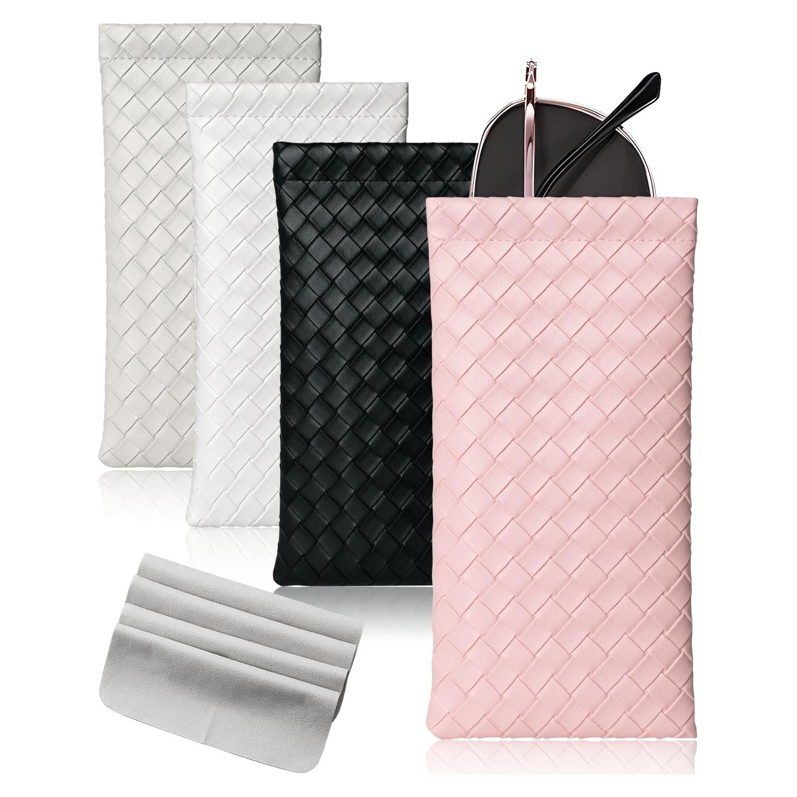 Estuche para Gafas 4 Pcs Cuero PU con Paño de Limpieza