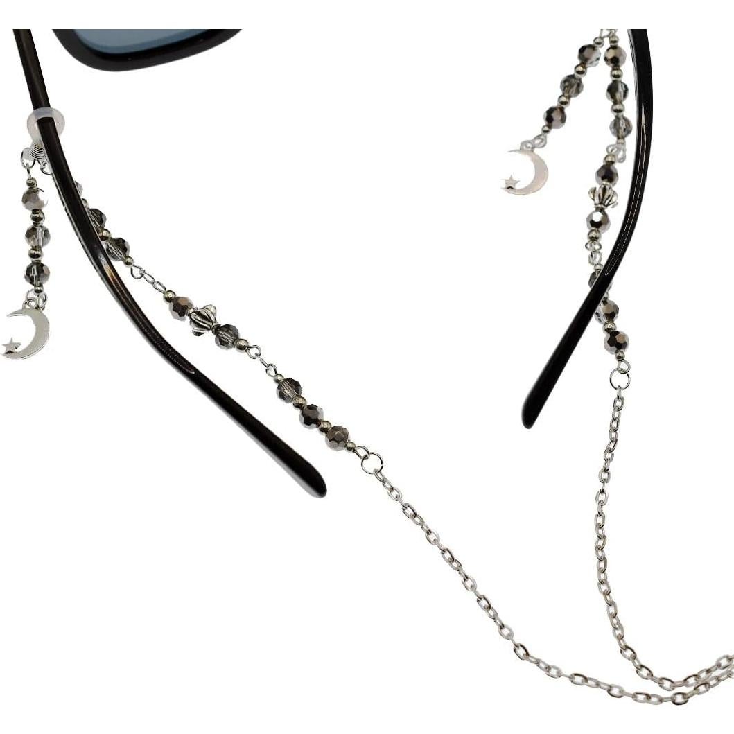 Cadena de Gafas Elegante con Cuentas y Encanto de Luna