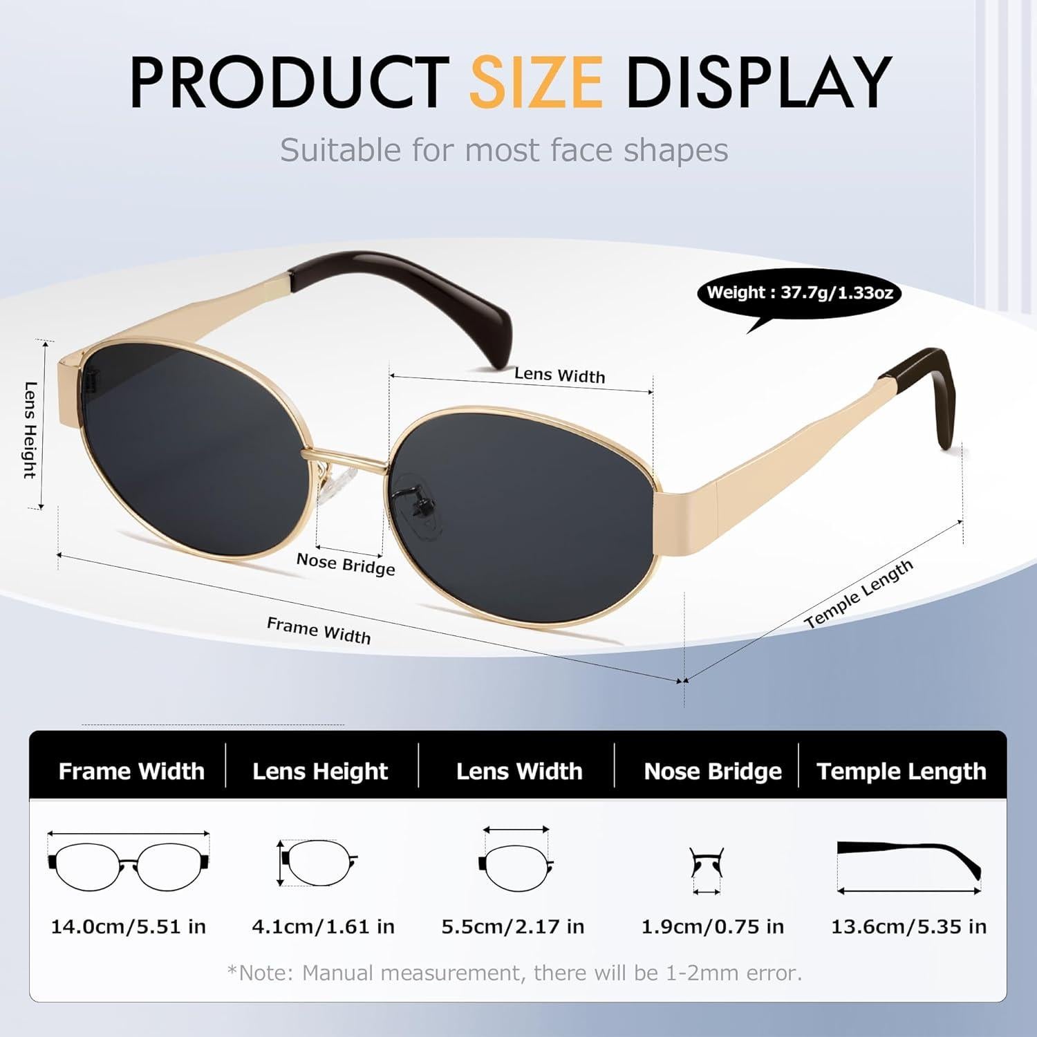 Gafas de sol ovaladas retro UV400 CL2025 para hombres y mujeres