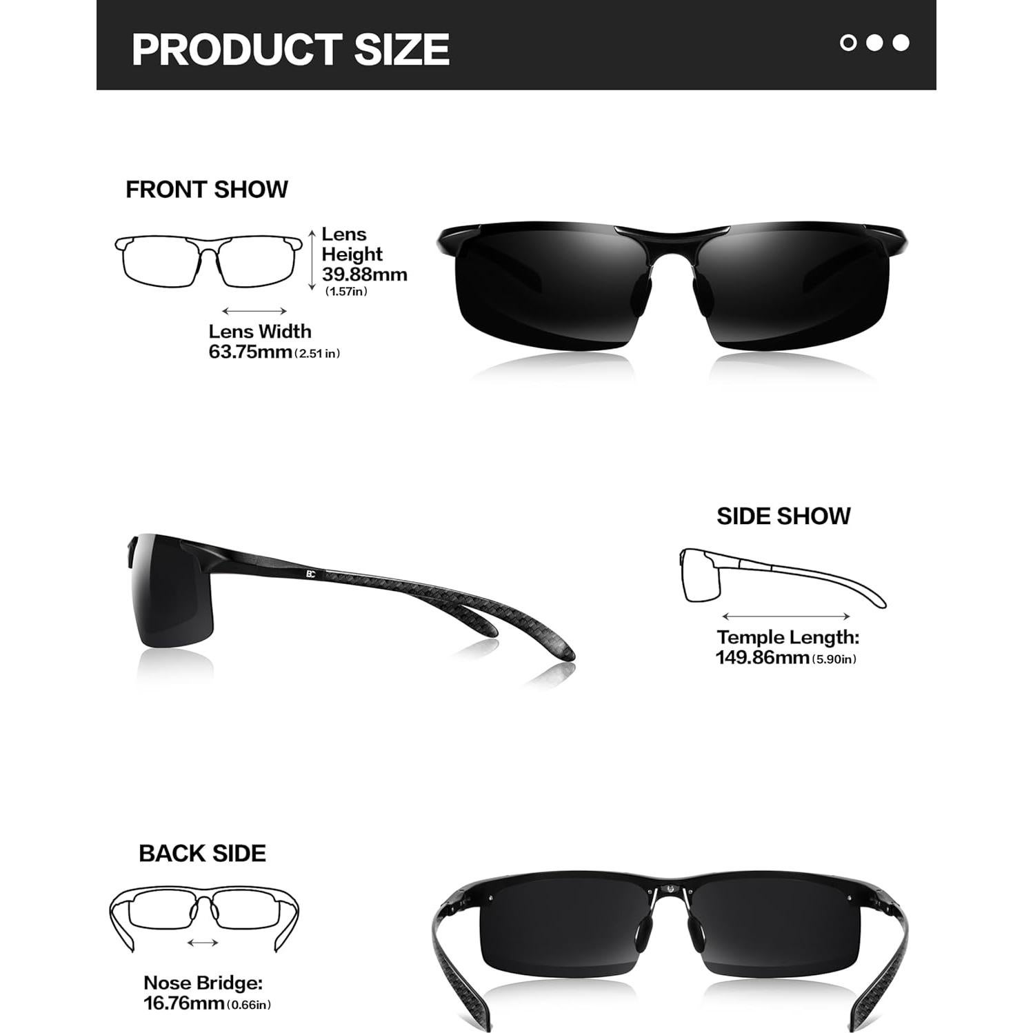 Gafas de sol polarizadas BIRCEN para hombres, ultraligeras UV400