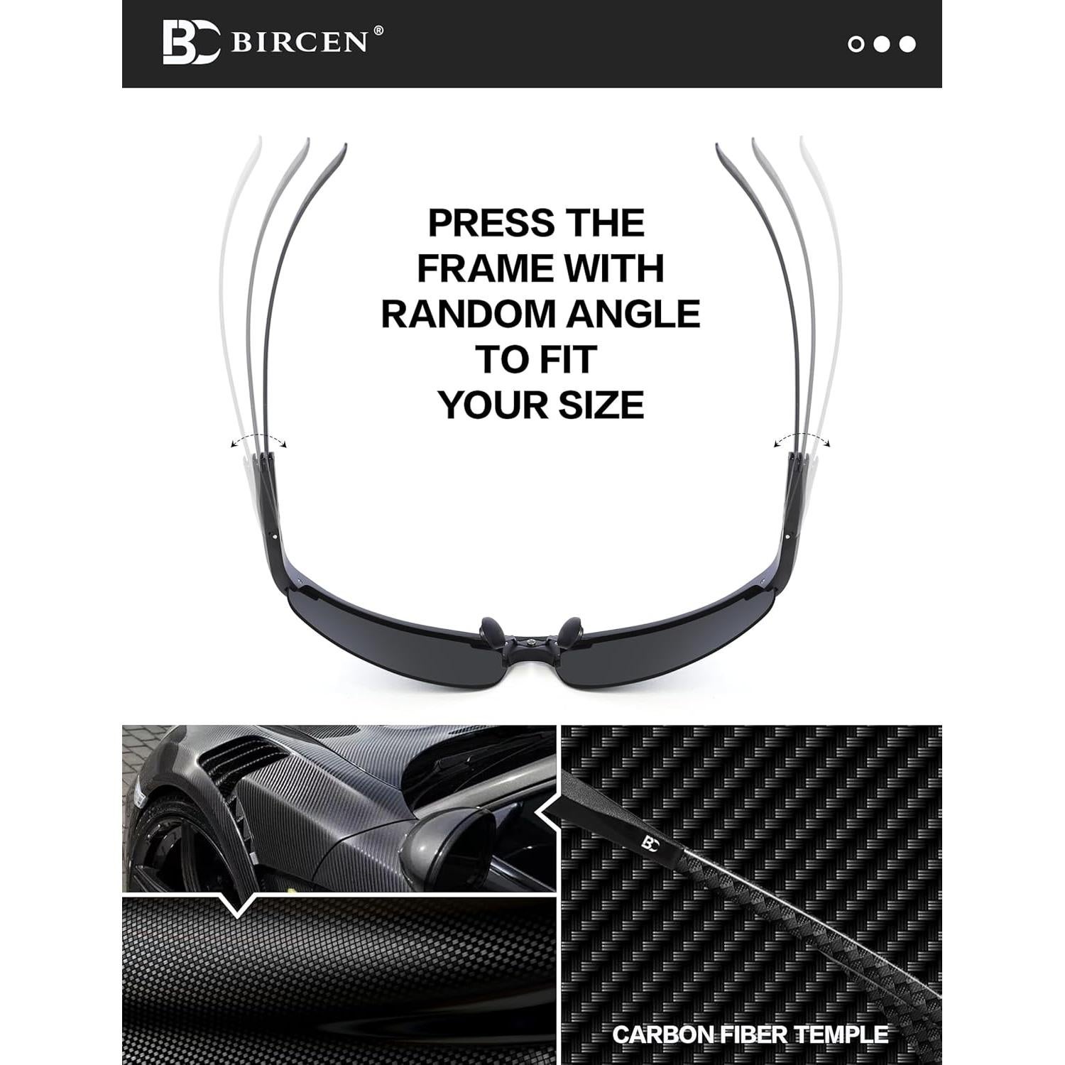 Gafas de sol polarizadas BIRCEN para hombres, ultraligeras UV400