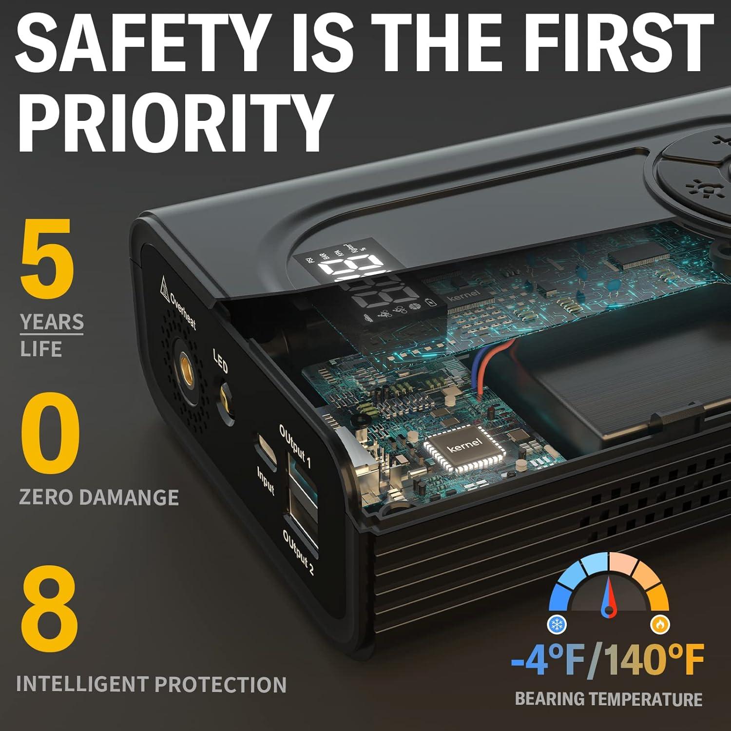 Arrancador de Batería Teluxe TE01 2500A con Compresor 120PSI