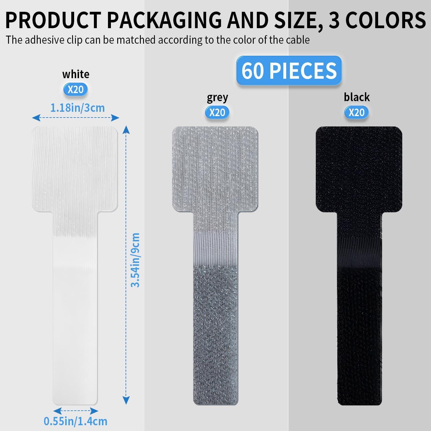 60 Sujetadores Adhesivos de Cable Quadafy - Organizador Nylon